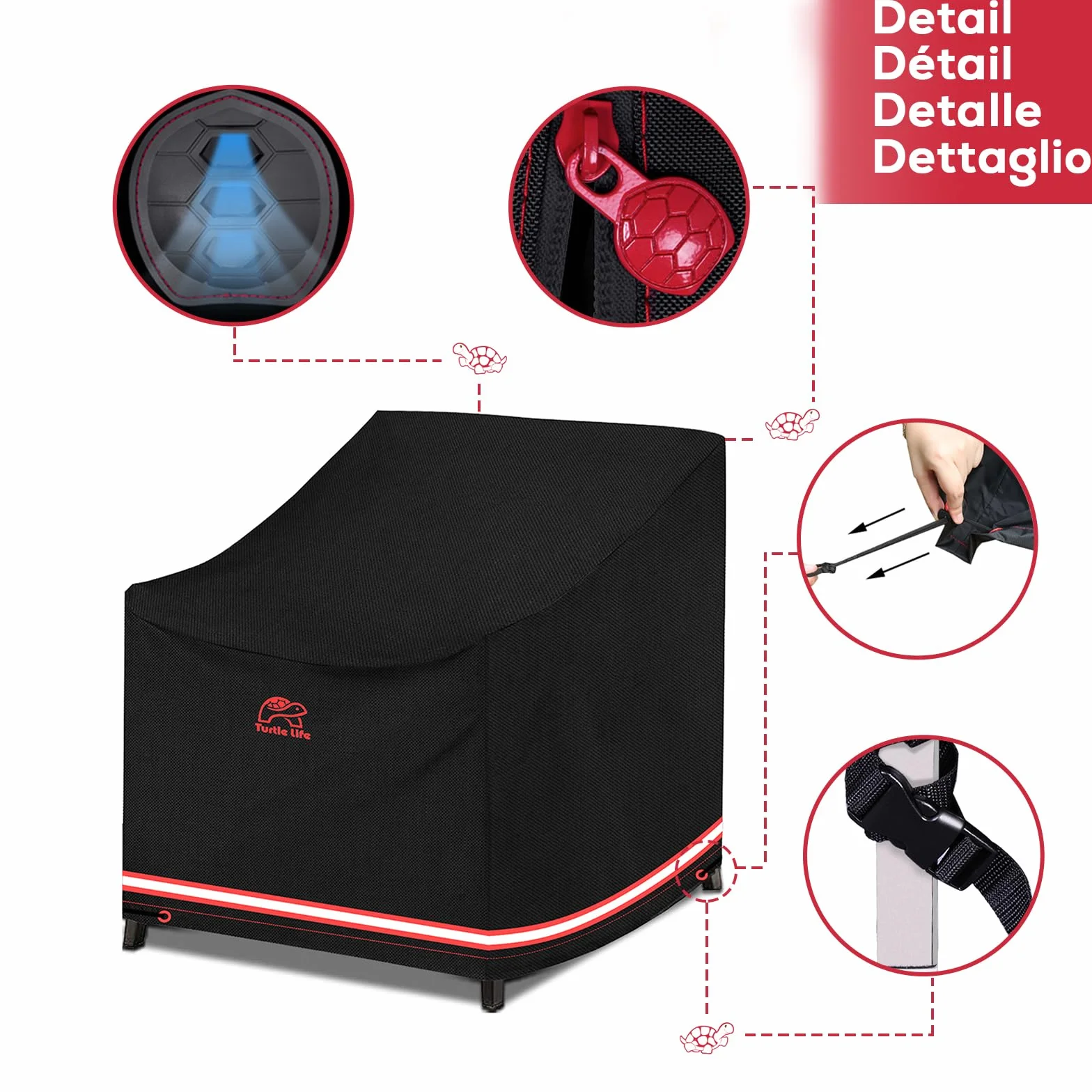 Turtle Life Housse de Chaise de Jardin Imperméable 79x94x76cm