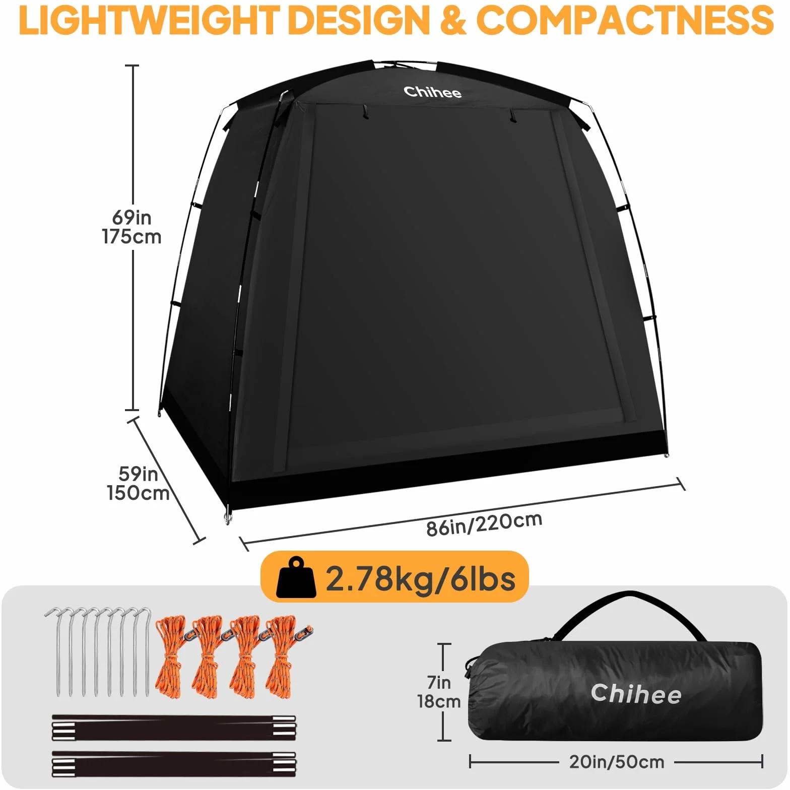 Chihee Abri Vélo Imperméable 2 Portes Housse pour 2-3 Vélos Rangement Extérieur Noir