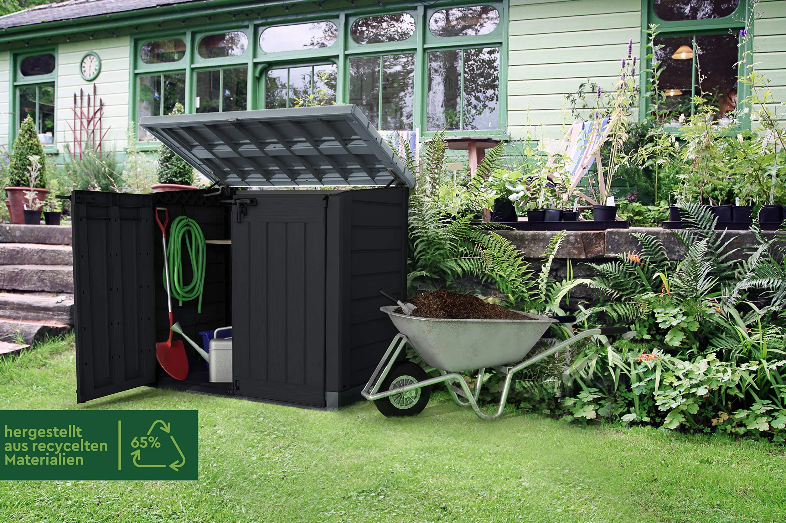 KETER Coffre de rangement extérieur 1200 litres Noir et gris