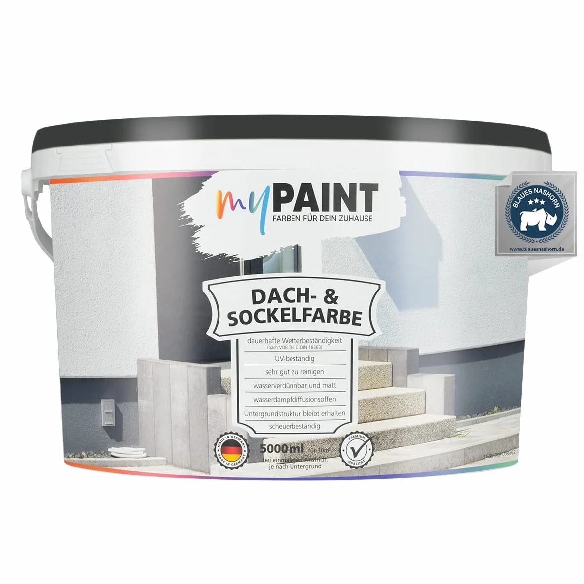 myPaint Peinture Façade & Toiture 5L – Gris Anthracite – Peinture Extérieure Haute Opacité | Résistante aux Intempéries & Imperméable | Idéale pour Tuiles, Crépi, Béton & Maçonnerie