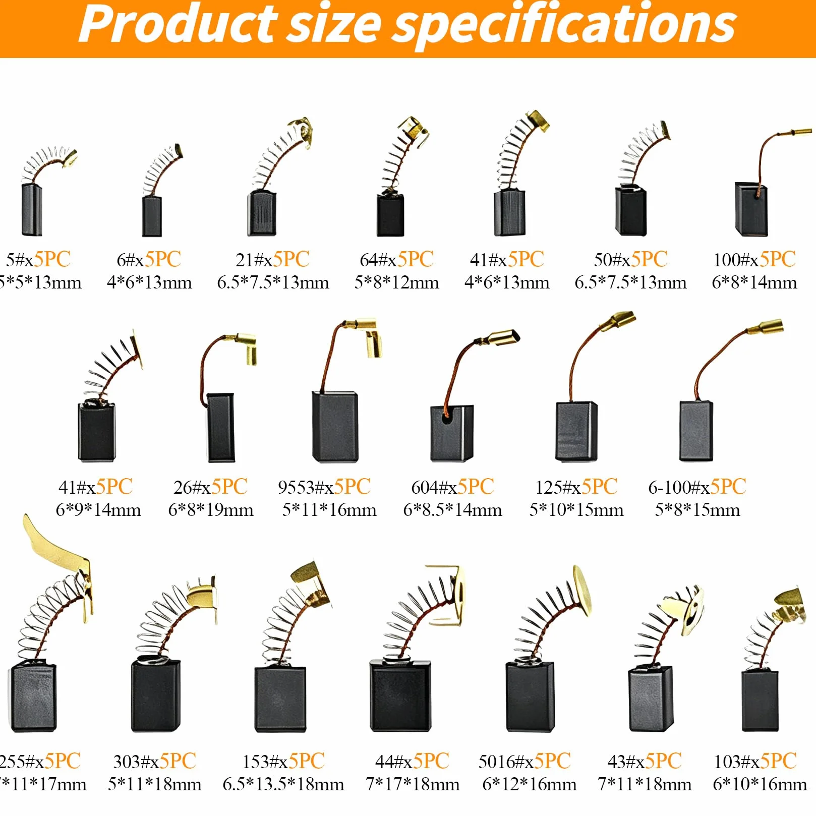 Balais de charbon Forbabe, lot de 100, pour outils électroportatifs, meuleuses d'angle, perceuses et autres outils