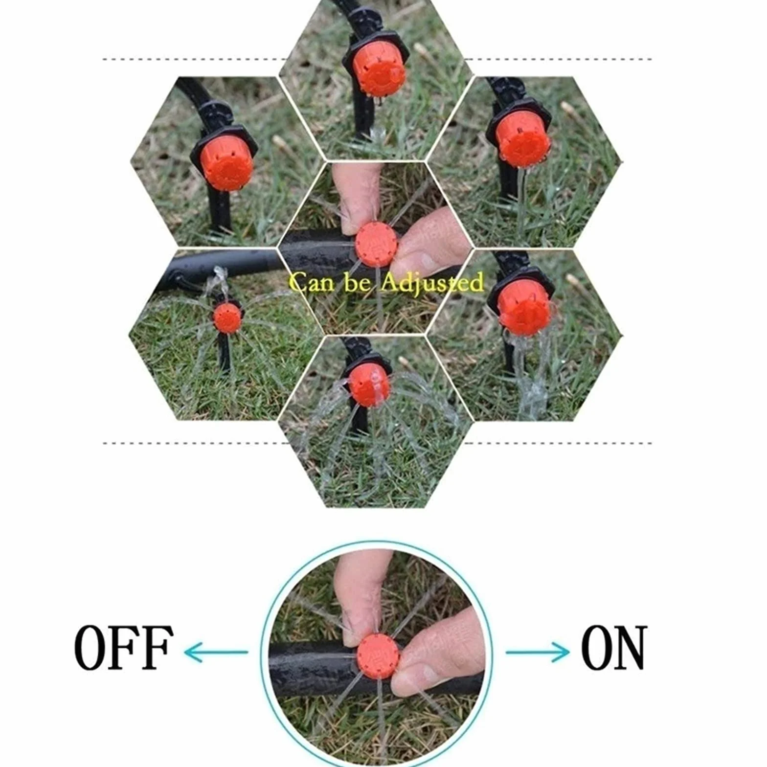 Goutteurs d'Irrigation Réglables 100 Pcs Micro Goutteur en Plastique Huit Trous pour Jardinage