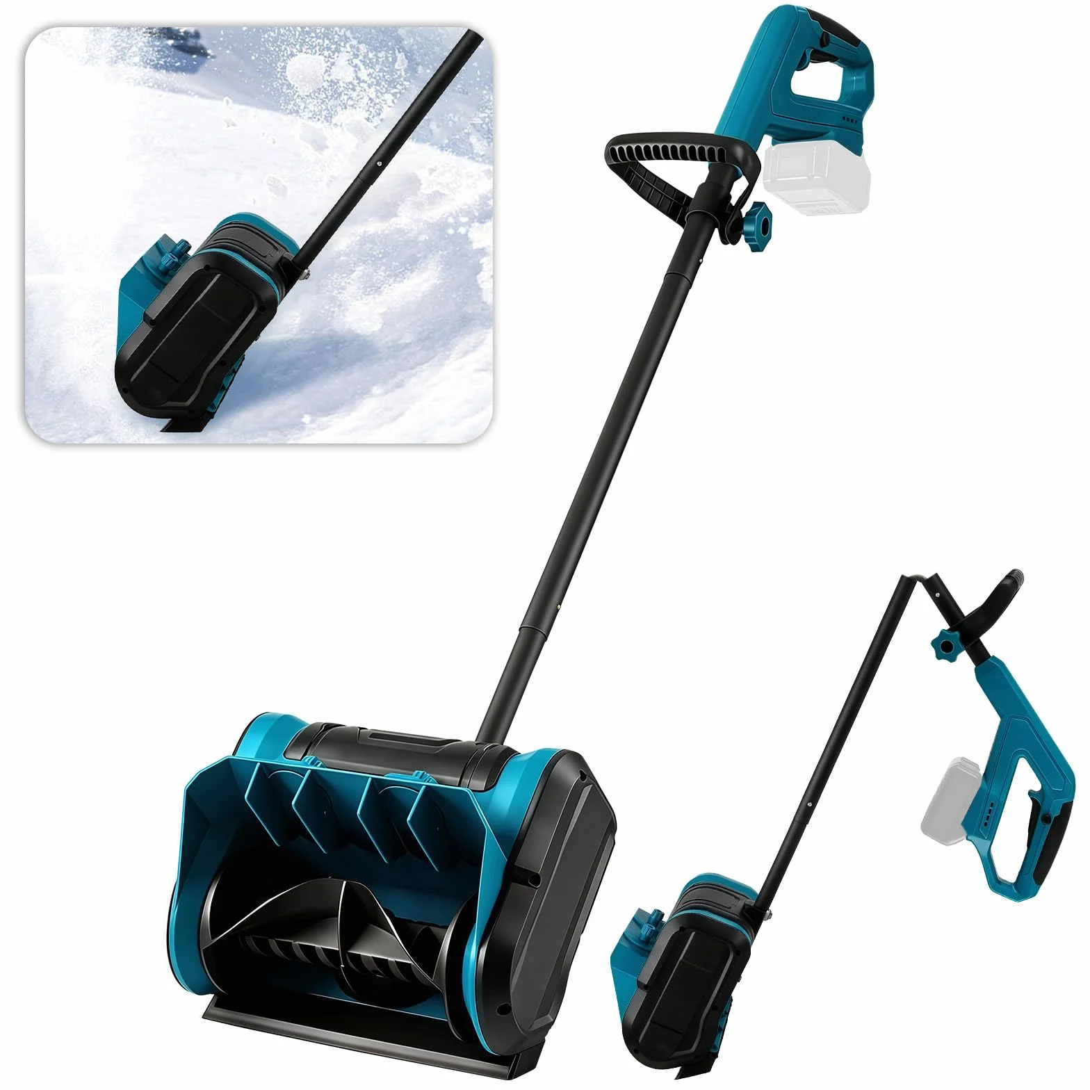 Roadtime Fraise à neige sans fil 18 V pour batterie Makita, déneigeuse sans balais 1000 W, 3300 tr/min, portée 8 m