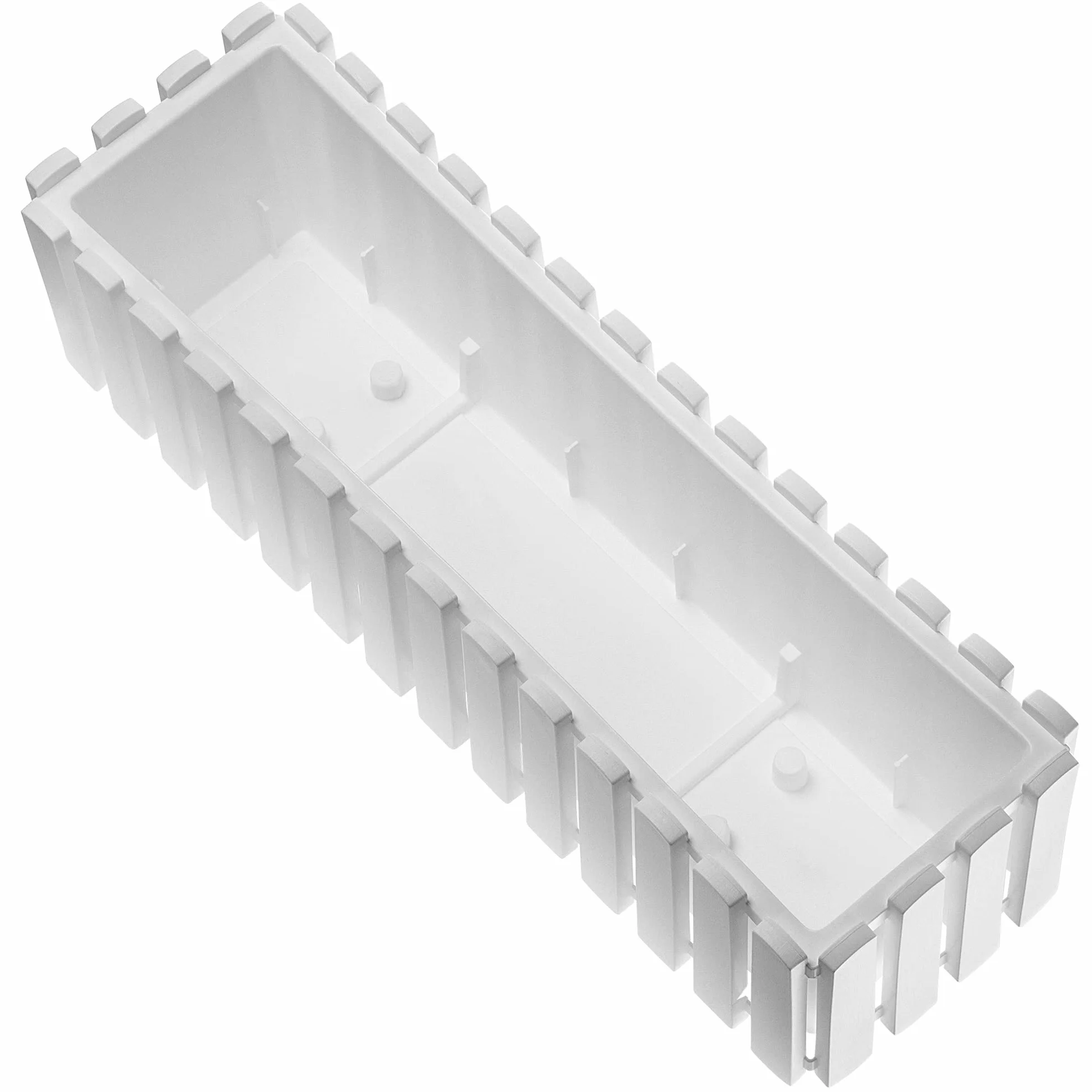 KADAX Jardinière de Balcon 60 cm Pot de Fleurs Aspect Lattes avec Bouchon Caoutchouc Blanc