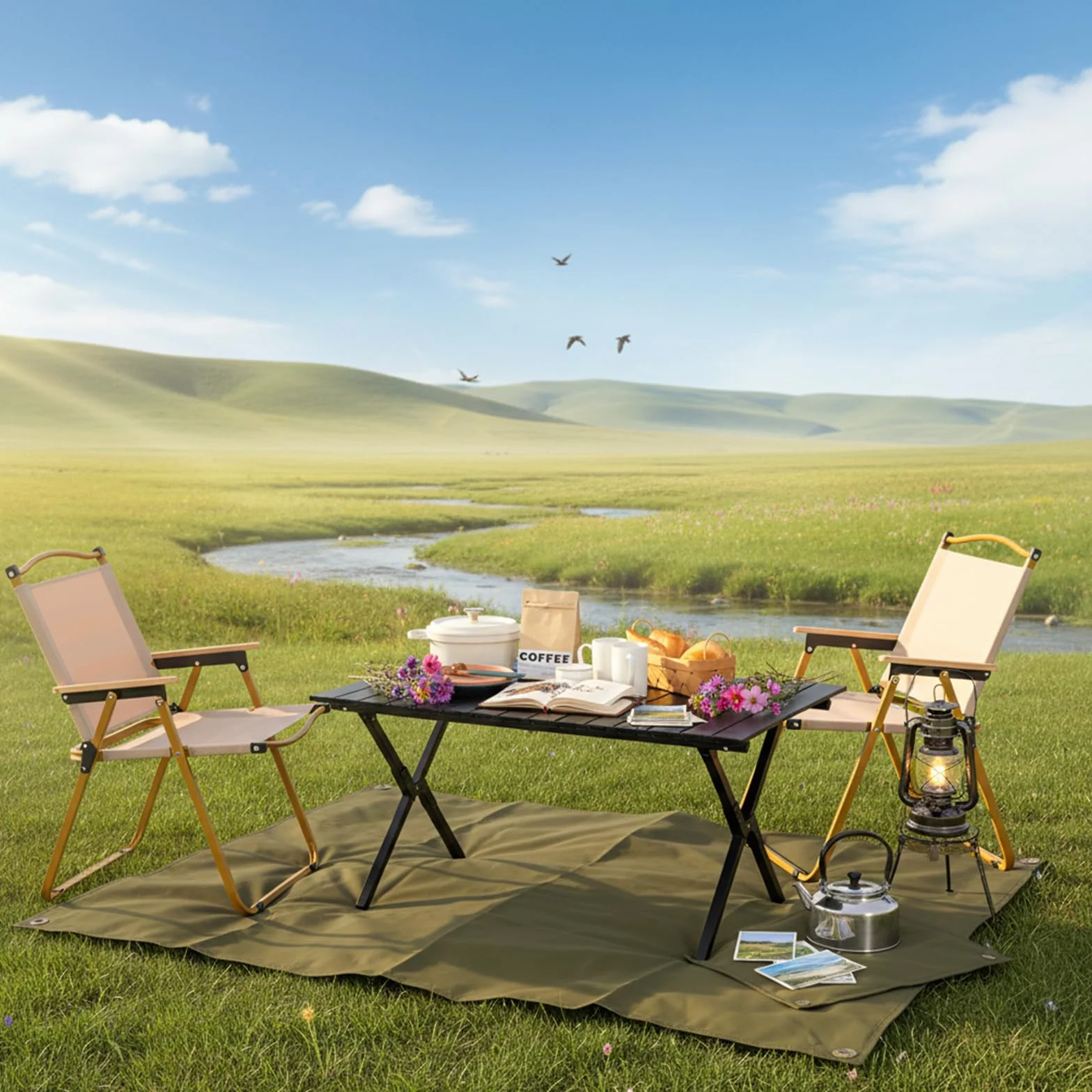 Table de Camping Pliable 89 x 58 cm avec Sac de Transport, Noir, pour 4-6 Personnes