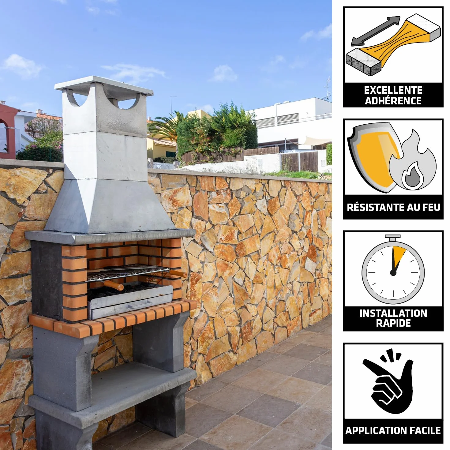 SIKA - Colle spéciale assemblage de petits barbecues en pierre - SikaColle BBQ Beige Clair - Extérieur - Bonne résistance à l'humidité et à la chaleur - Sans solvant - 500g