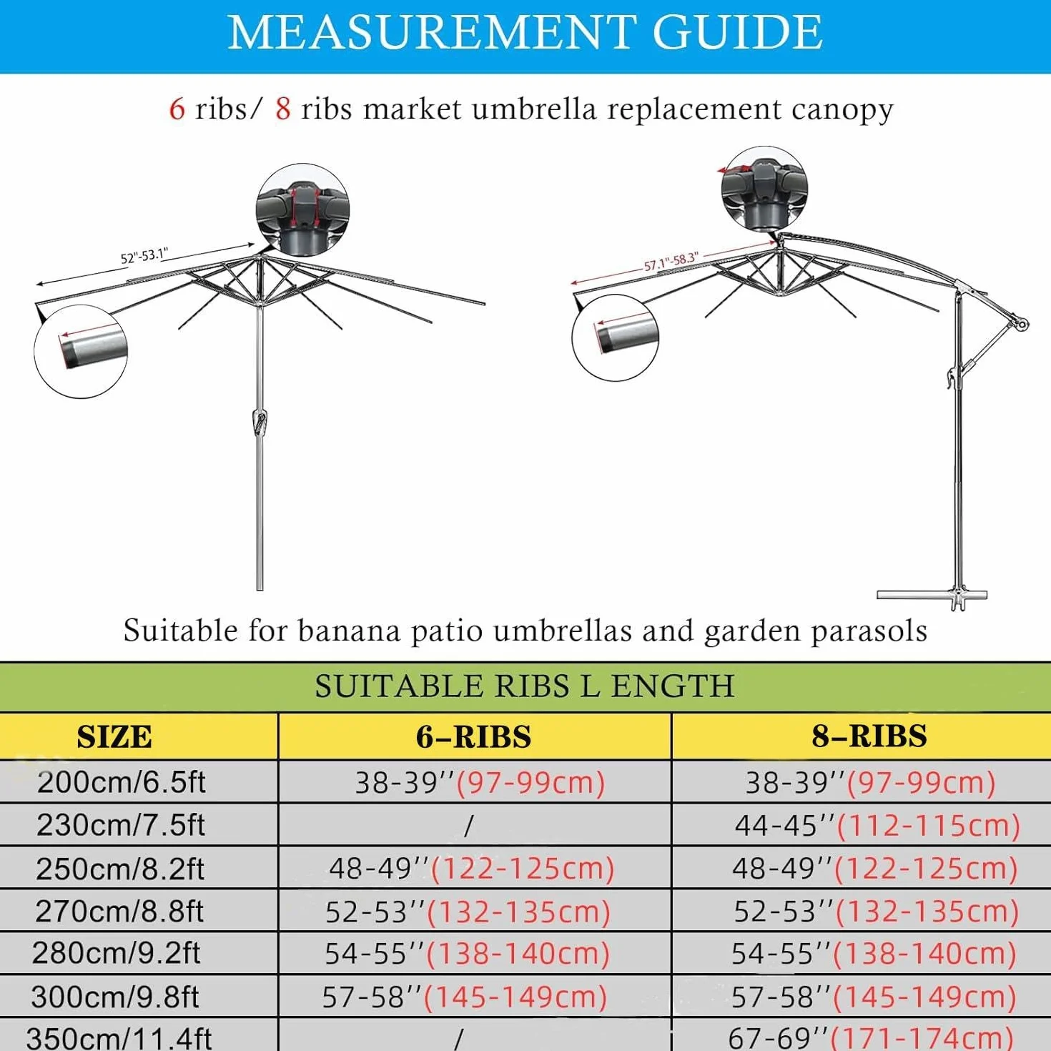 Housse de Rechange pour Parasol UV50+ Imperméable Gris Clair 2m-4m 6/8 Baleines Jardin Terrasse