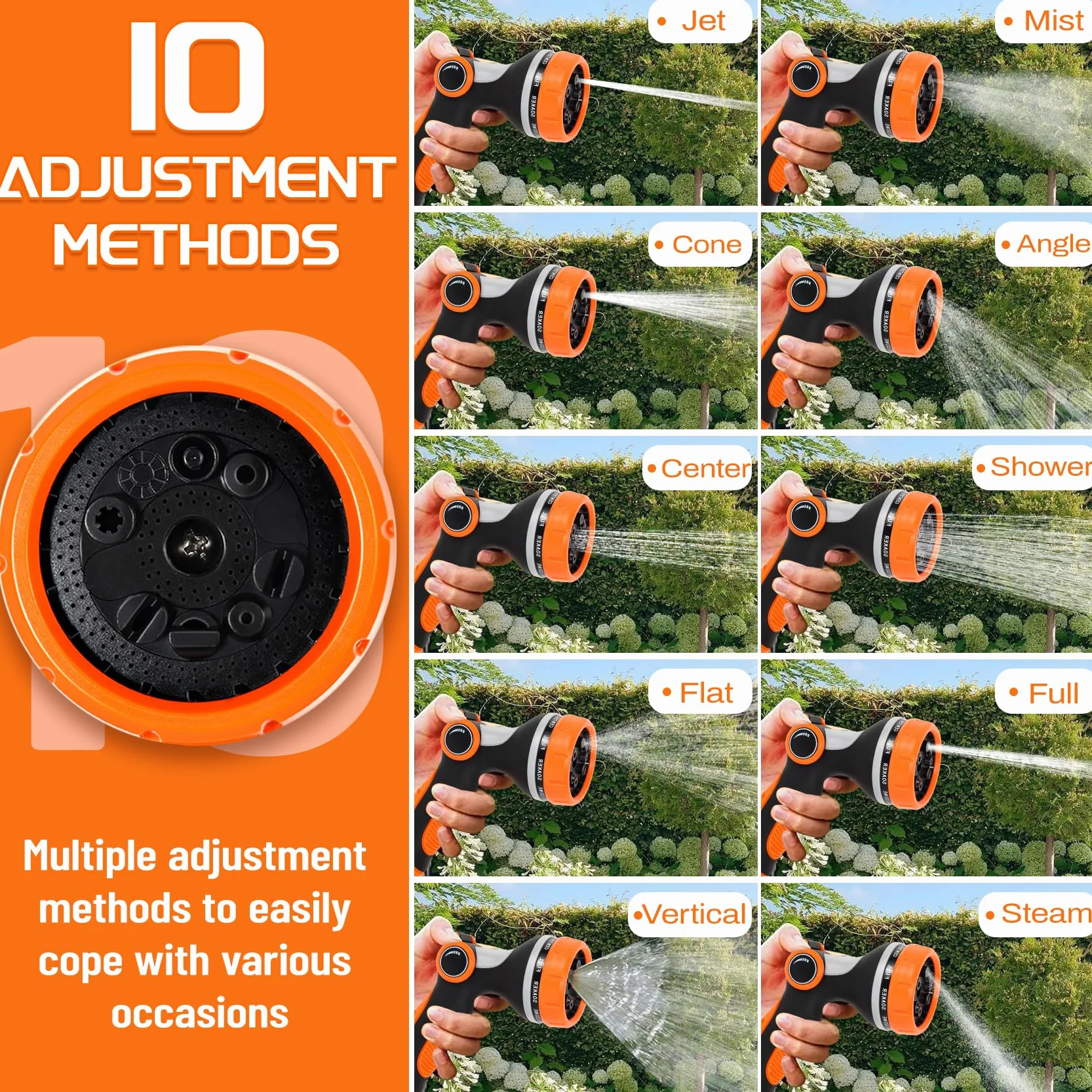 Pistolet d'arrosage jardin 10 modèles débit d'eau réglable multifonctionnel pour laver voiture animaux domestiques