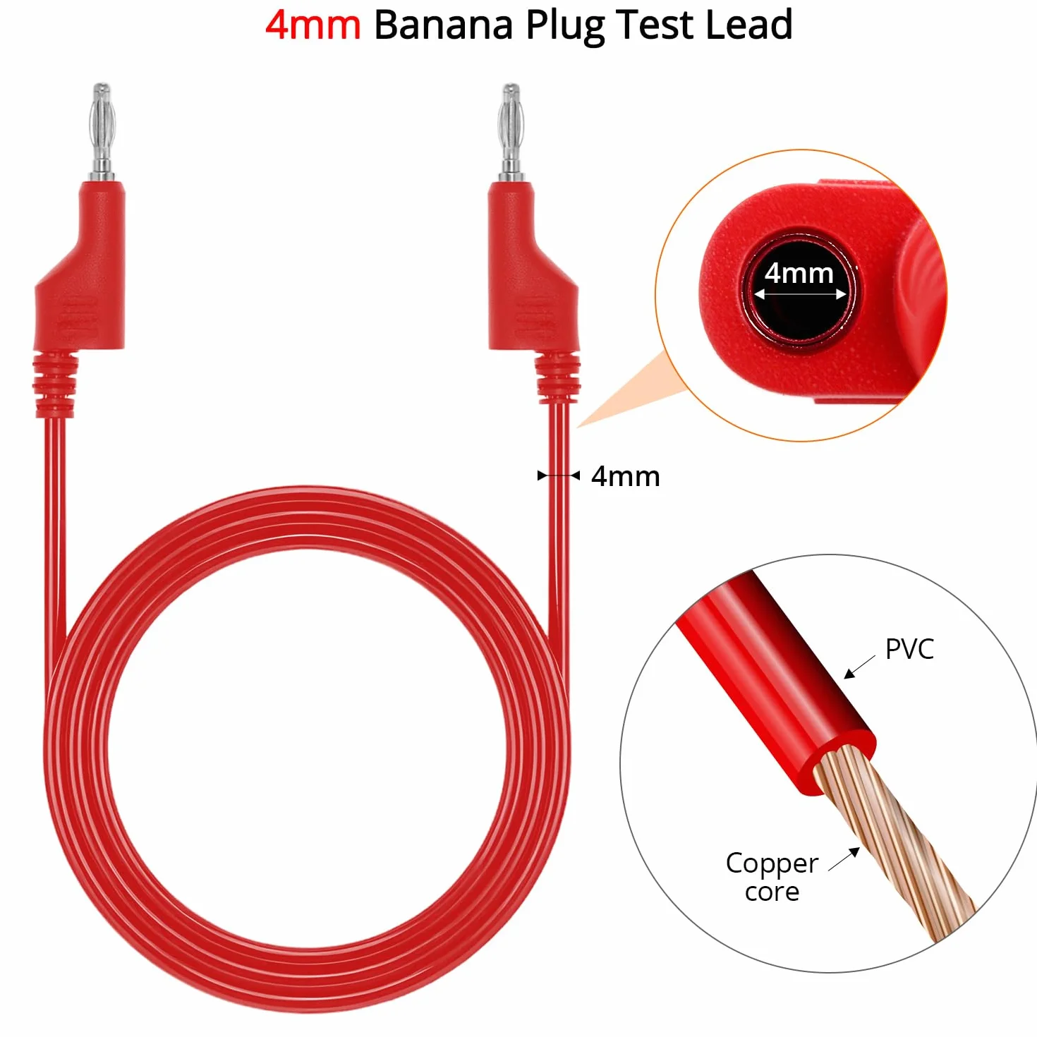 QWORK® Kit de fils de test multimètre, cordons de test à fiche banane de 1 m, cordons pour pinces crocodiles, aiguilles remplaçables