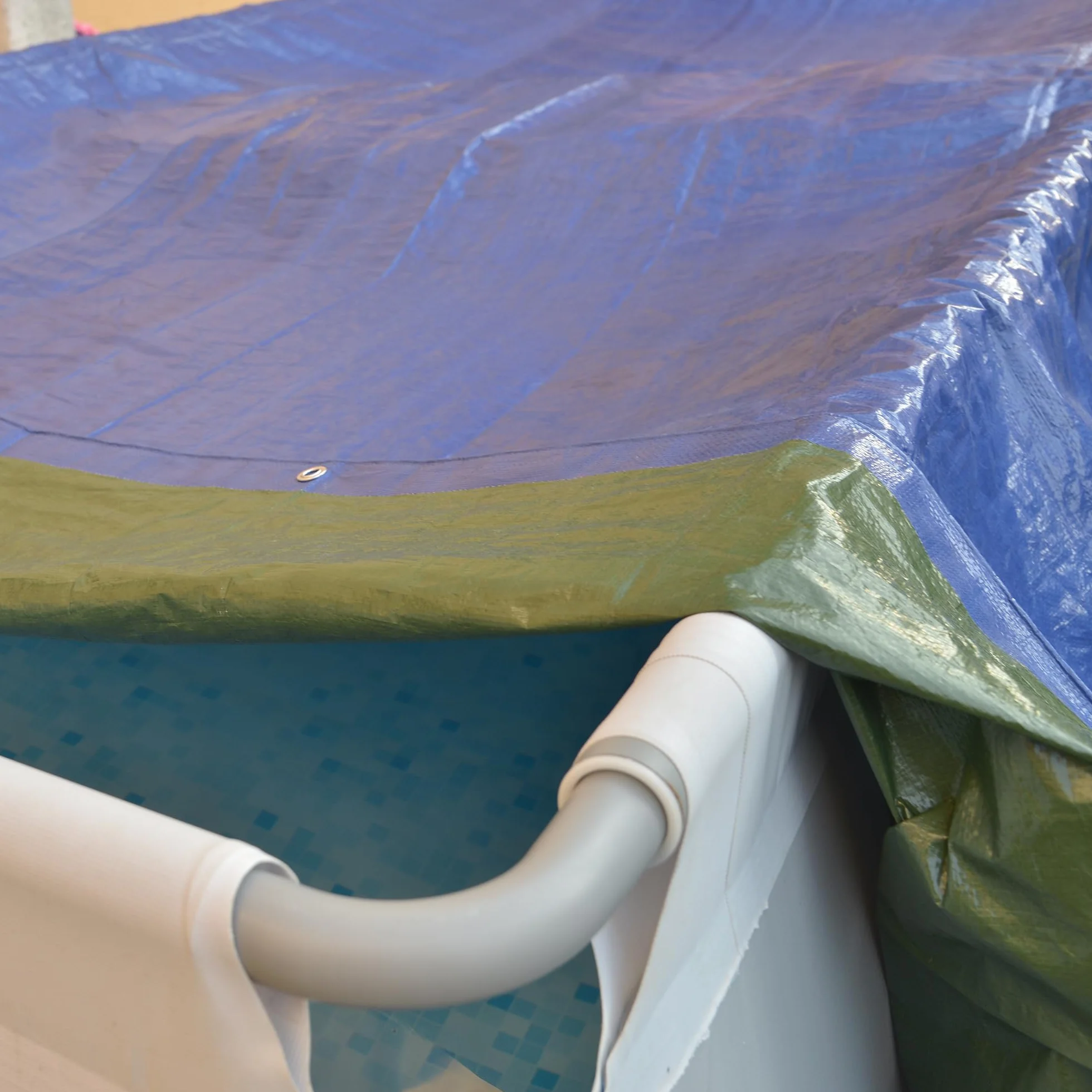 Tenax Cover All Bâche avec œillets en métal imperméable et indéchirable 3 x 5 m Vert/bleu 90 g/m² Pour bois, meubles de jardin, voitures, piscines, bateaux, camping