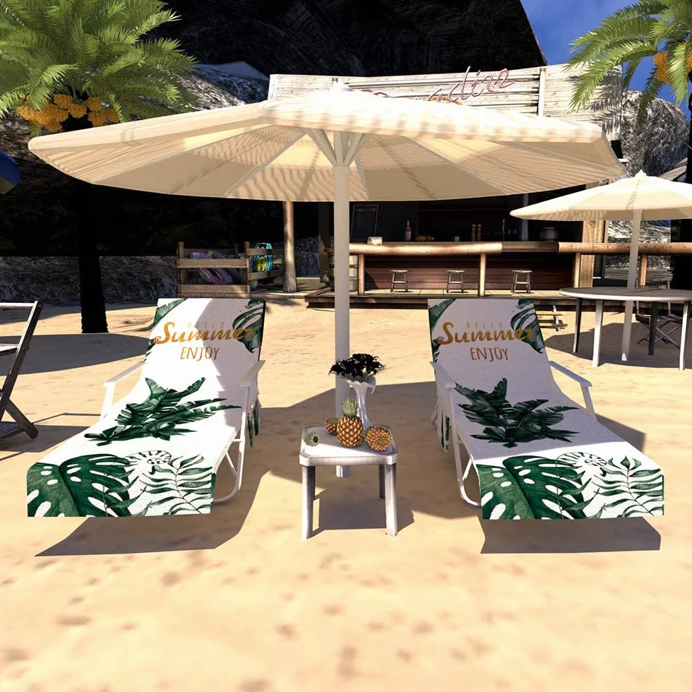 Serviette de Plage en Microfibre pour Bain de Soleil, Housse Chaise Longue Séchage Rapide