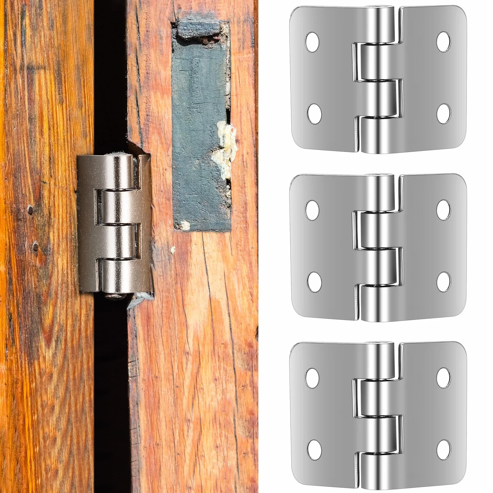 4 PCS Charnières Pliables en Acier Inoxydable, Robustes pour Portes en Bois, Fenêtres, Armoires et Portes de Jardin