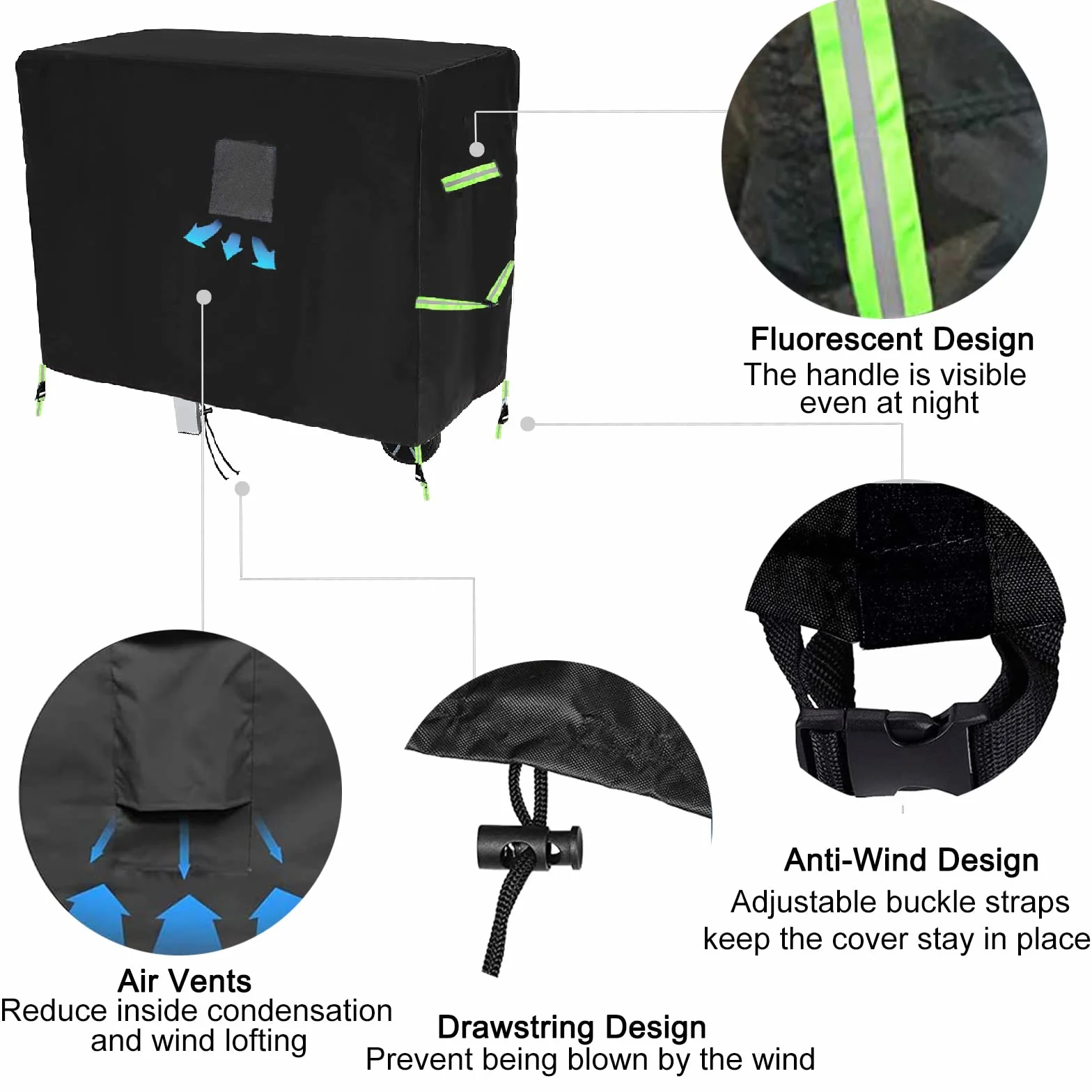 Housse de Protection pour Plancha 125x60x80 cm Imperméable Polyester avec Élastique de Serrage