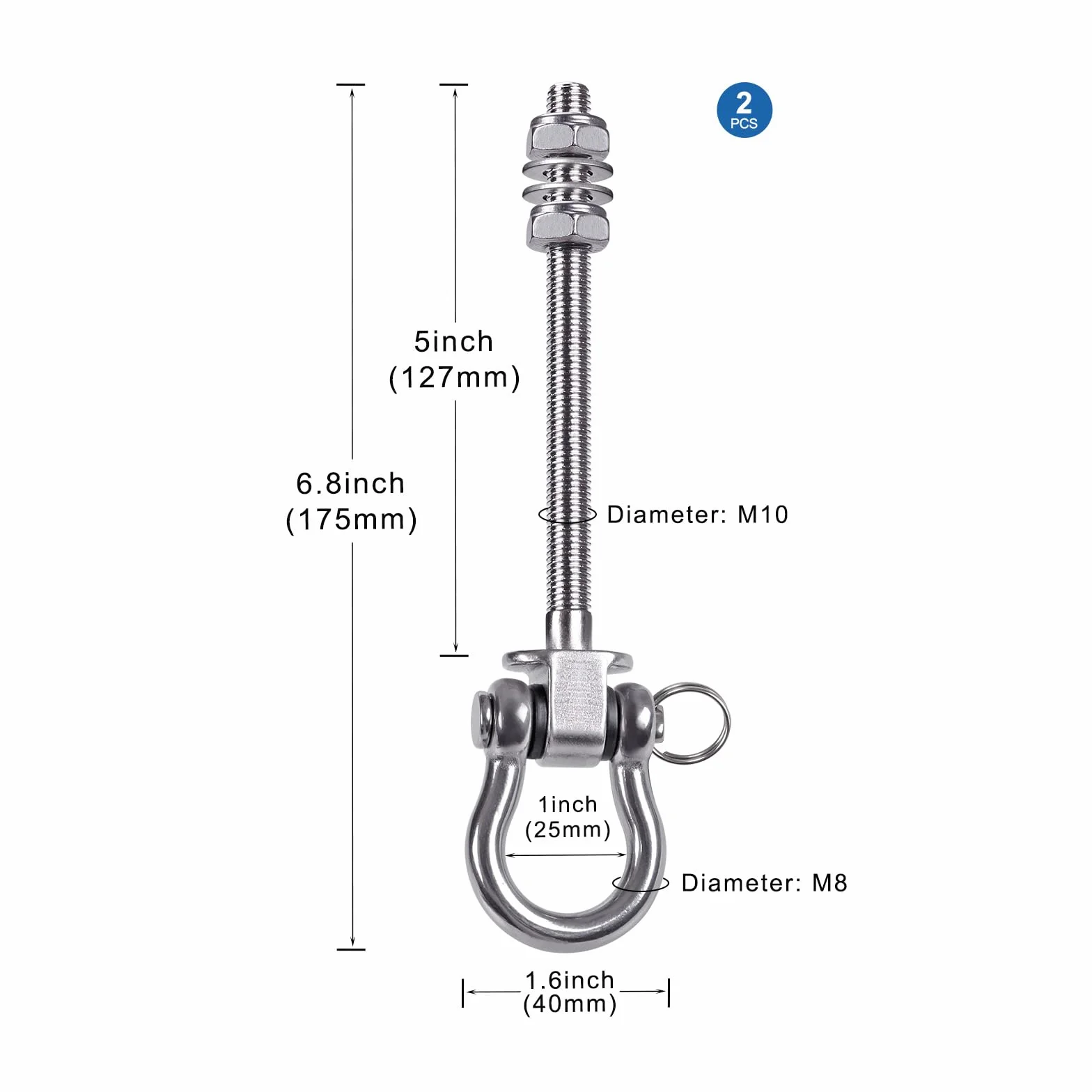 BeneLabel Mousqueton de Suspension pour Hamac 17.5cm Kit de Montage Pivotant 180° 1500lbs