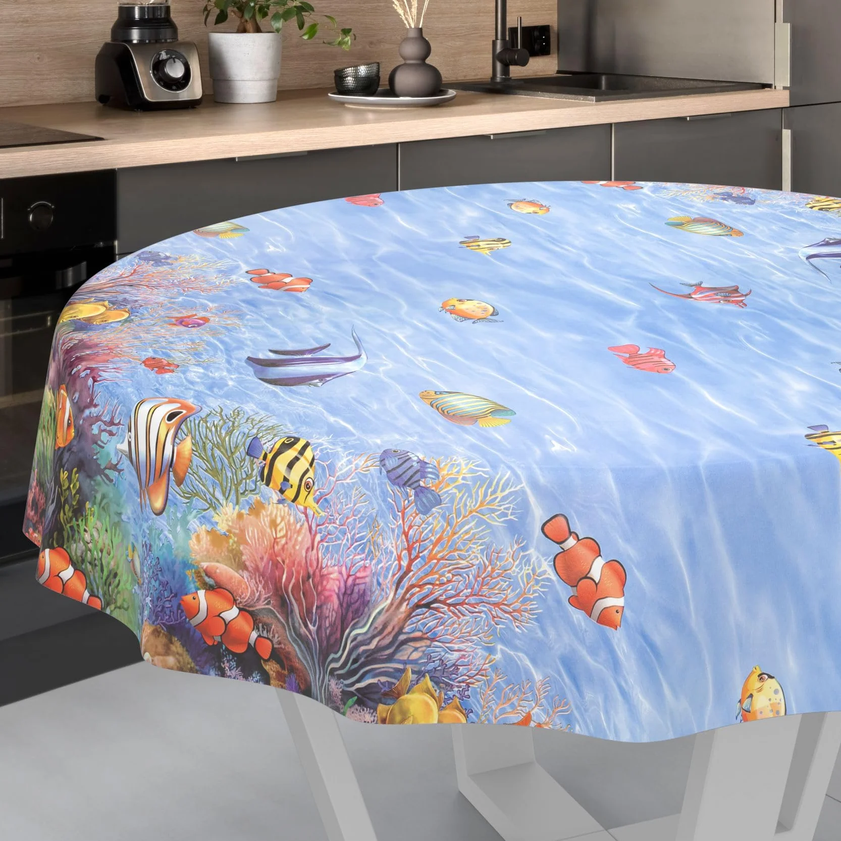 Nappe en Toile cirée Lavable Ronde 140 cm pour Table de Jardin Extérieur Intérieur