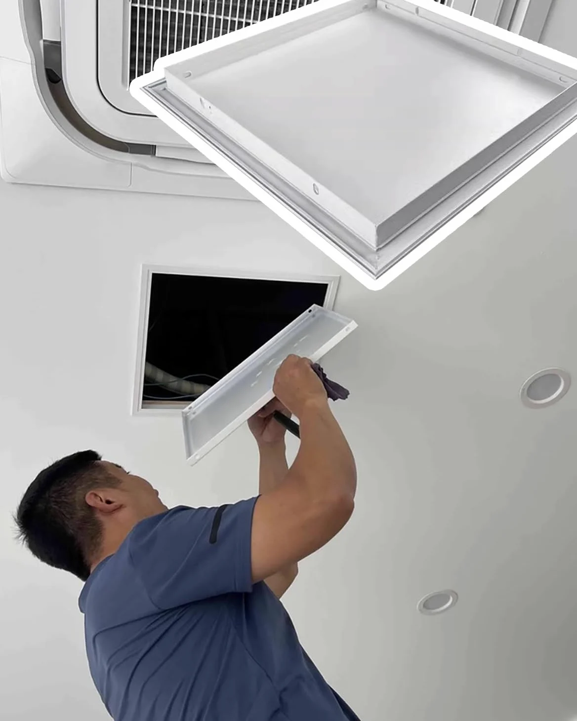 Panneau d'accès en aluminium pour inspection de plafond, porte d'accès encastrée, trappe de service de plomberie robuste, idéale pour l'entretien de la salle de bain (670x)