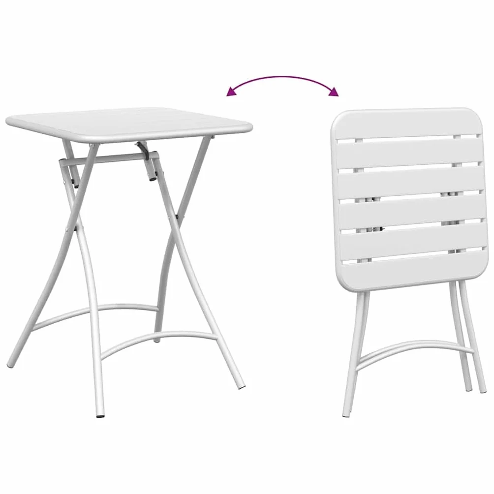 Table de bistrot pliante 55x55x72,5 cm acier revêtu par pulvérisation blanche