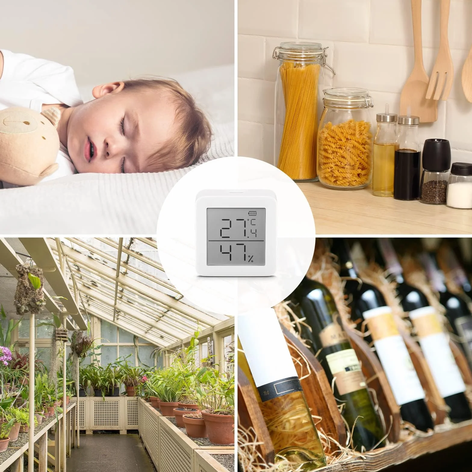SwitchBot Thermomètre Hygromètre Intérieur Connecté - Thermo-hygromètre Numérique avec APP, Stockage de Données, Écran LCD
