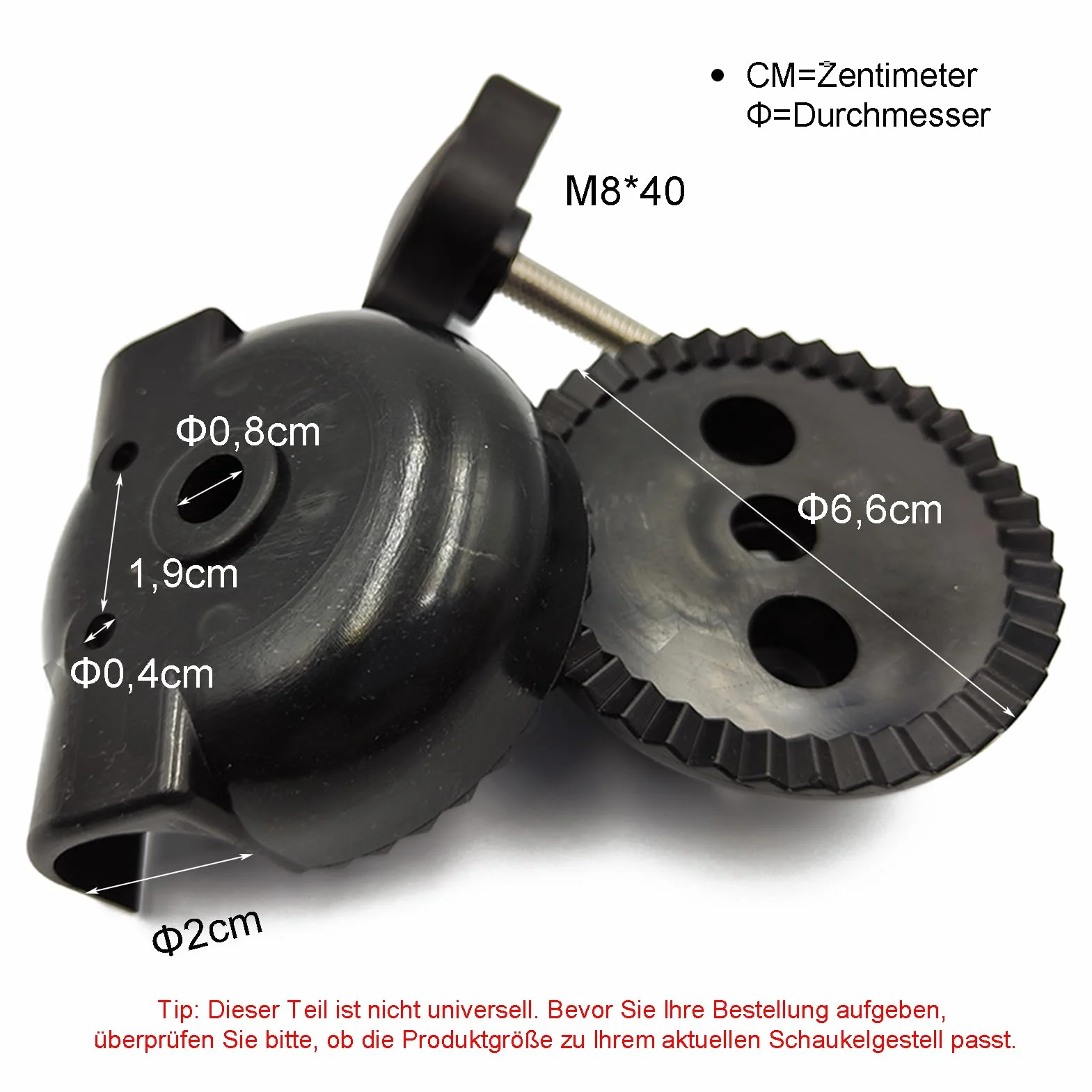 Pièces de Rechange pour balancelle Timyrimy Mod. 3, Connecteur Toit de balançoire, Réglage Inclinaison Toit (1 pièce)