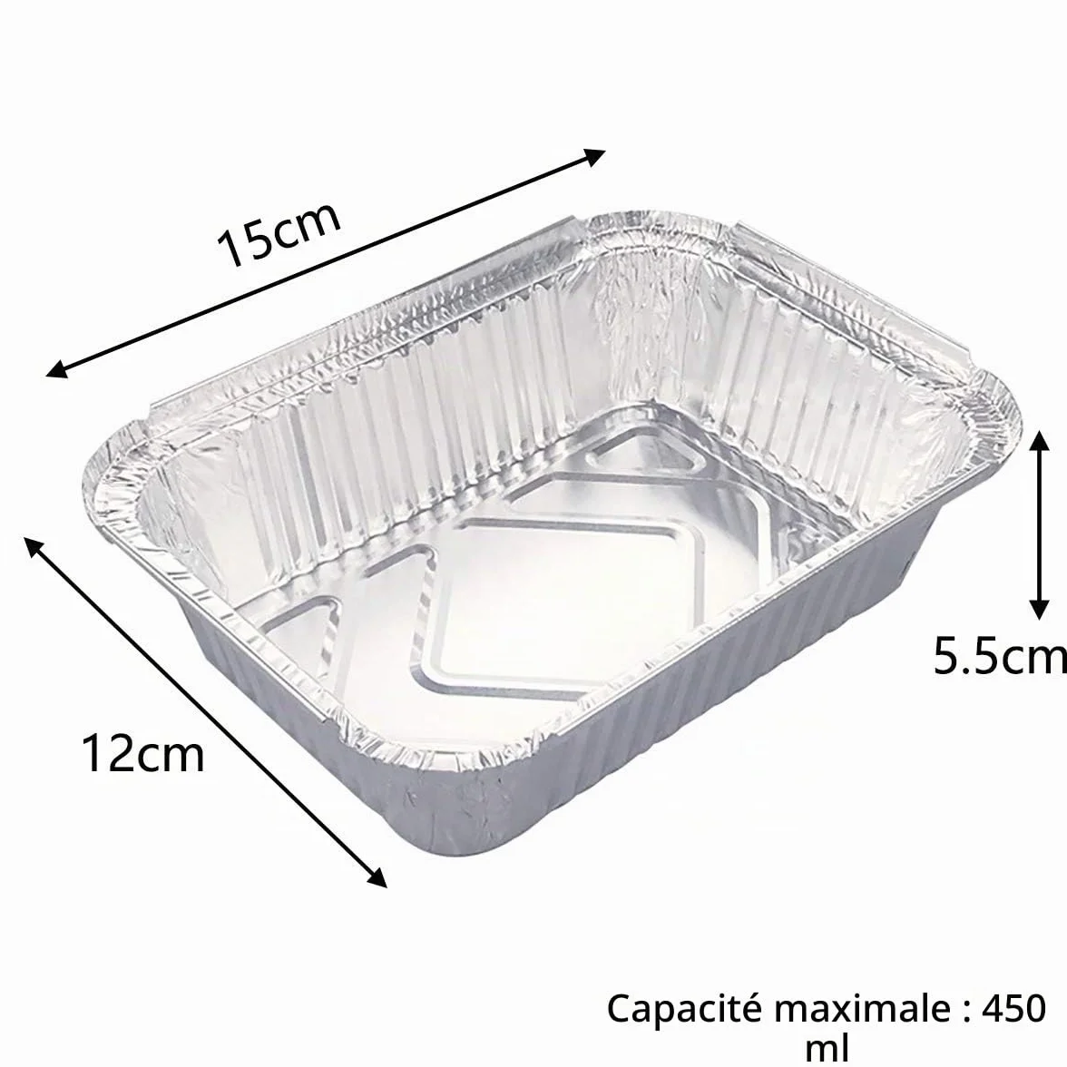 Bols jetables aluminium 400 ml 15 x 12 x 5 cm lot de 25 pour barbecue cuisson