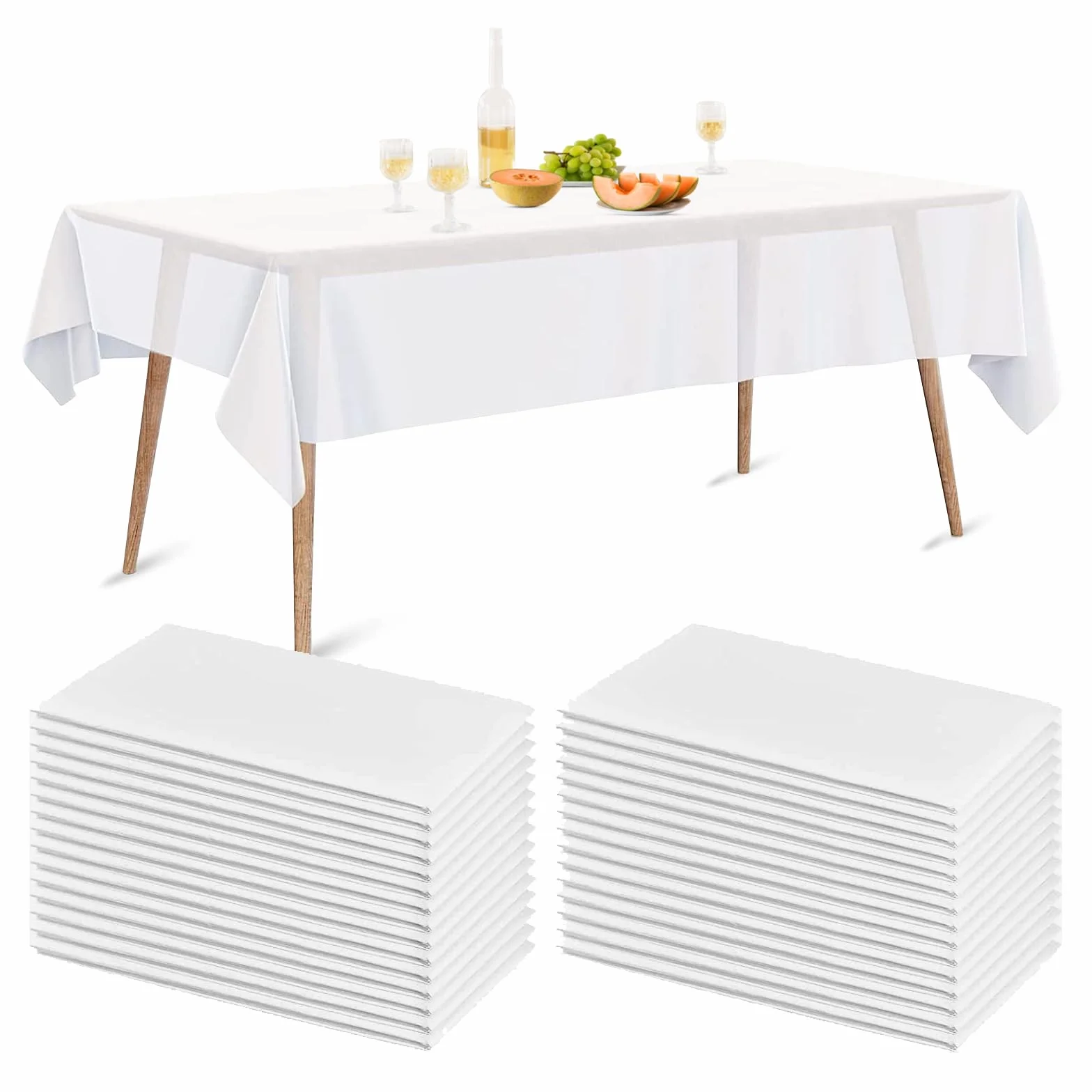 Nappes Jetables PEVE 150x240cm Imperméable Blanche Lot de 20
