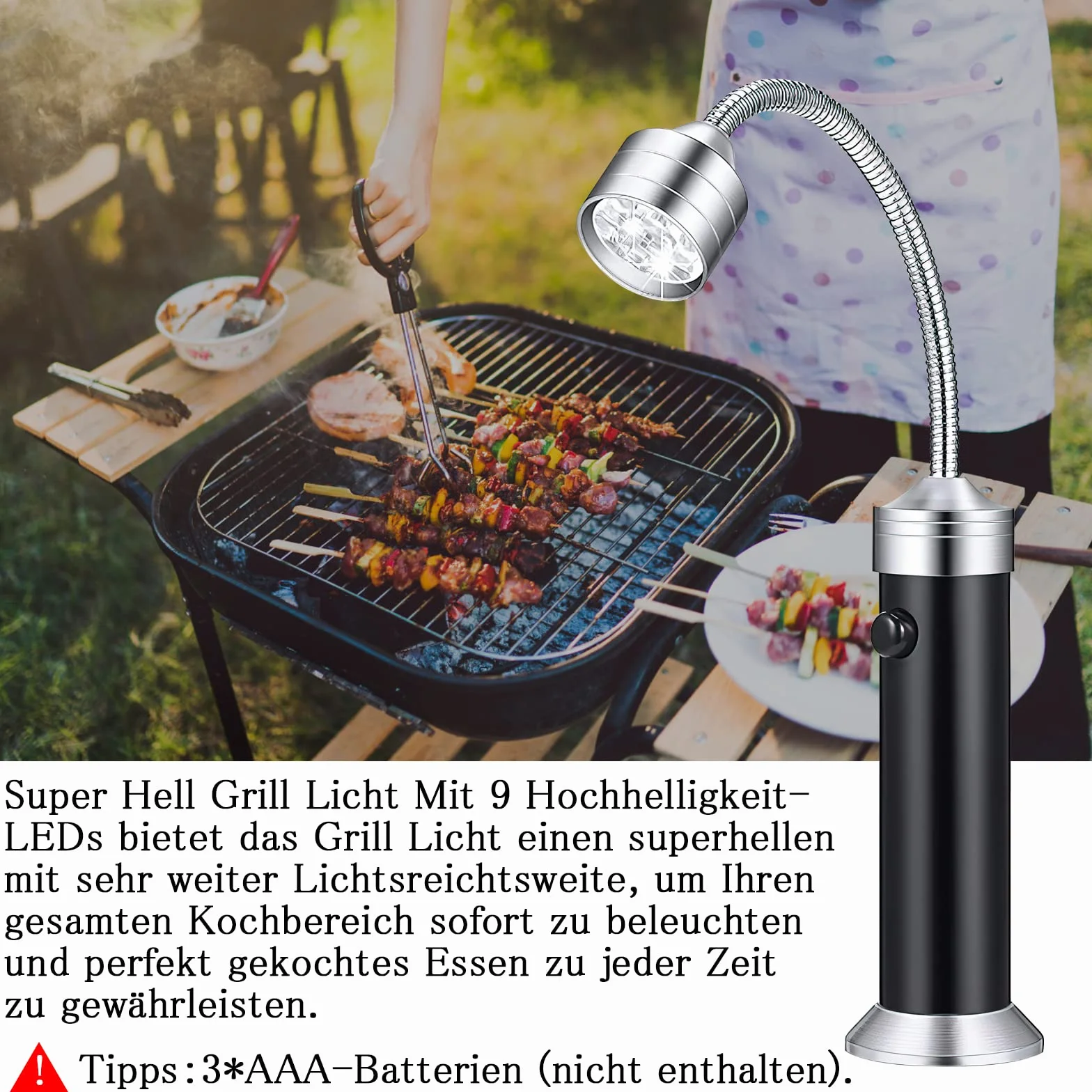 HENGBIRD Lot de 2 Lampe LED Barbecue Gril BBQ avec Base Magnétique Rotation 360° Flexible Réglable