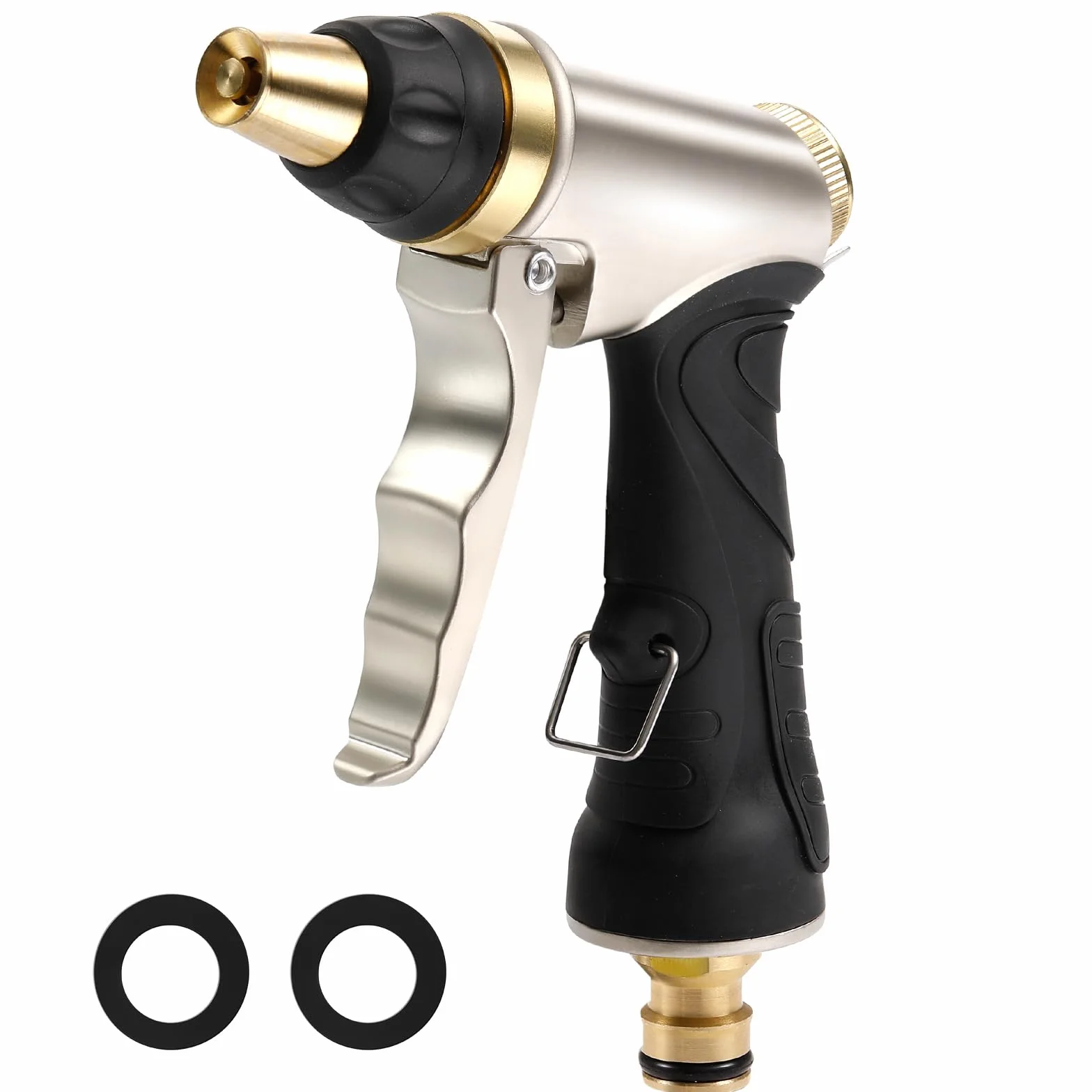 Pistolet d'Arrosage Haute Pression avec Buse en Laiton Réglable pour Nettoyage Voiture Jardin