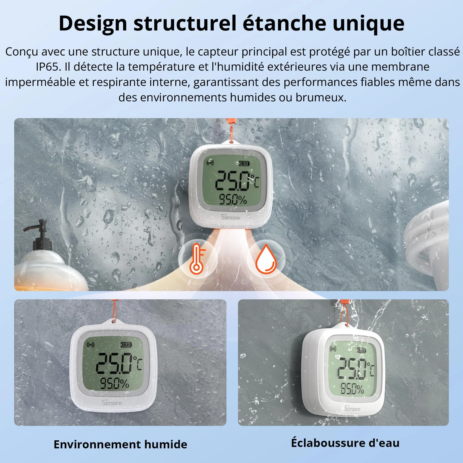 SONOFF SNZB-02WD Capteur Intelligent de Température et d'Humidité Zigbee IP65