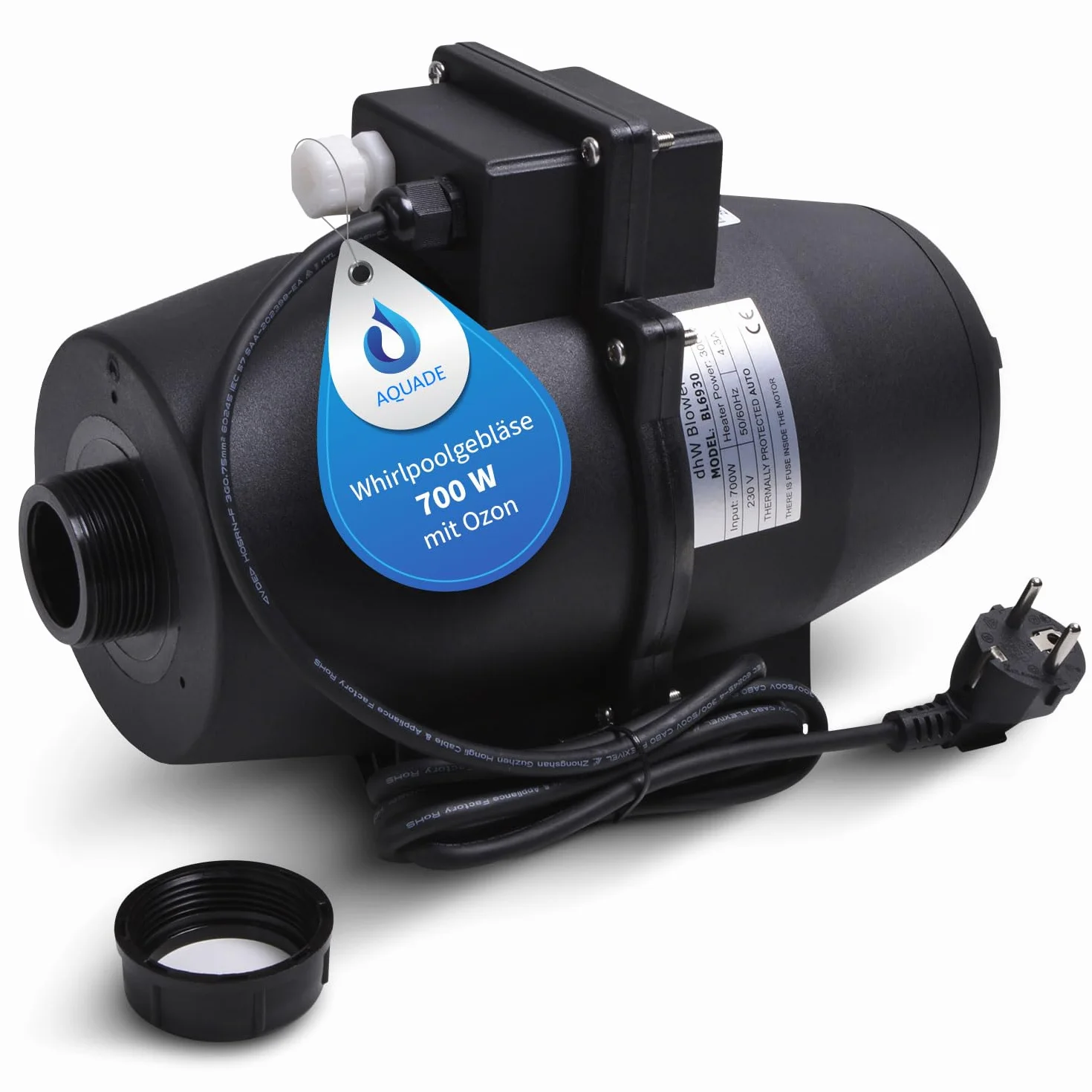 AQUADE Souffleur d'air pour jacuzzi 700 W chauffage 300 W ozone Pompe de soufflage nettoyage bactéricide