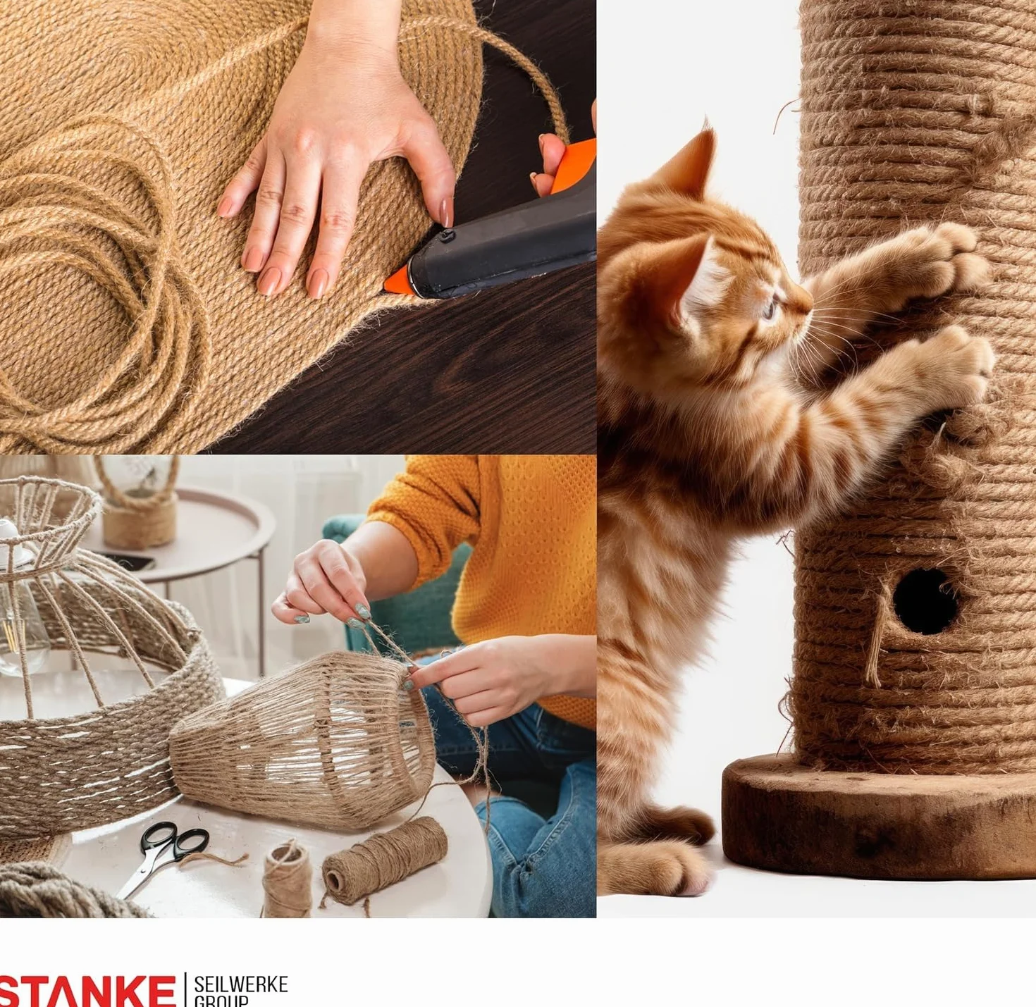 Seilwerk STANKE Corde de Jute Fibres Naturelles enroulées gréement la rambarde de sécurité 1mm 50m