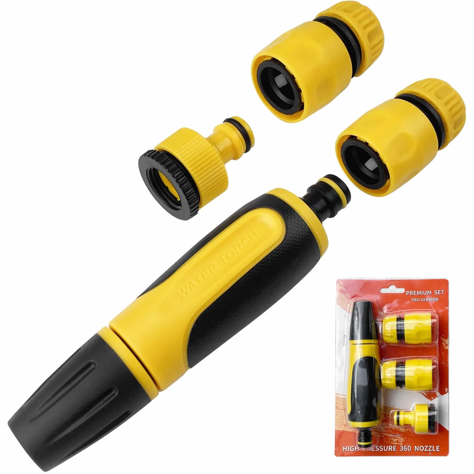 Pistolet d'arrosage haute pression réglable pistolet à eau avec raccords de tuyau adaptateur