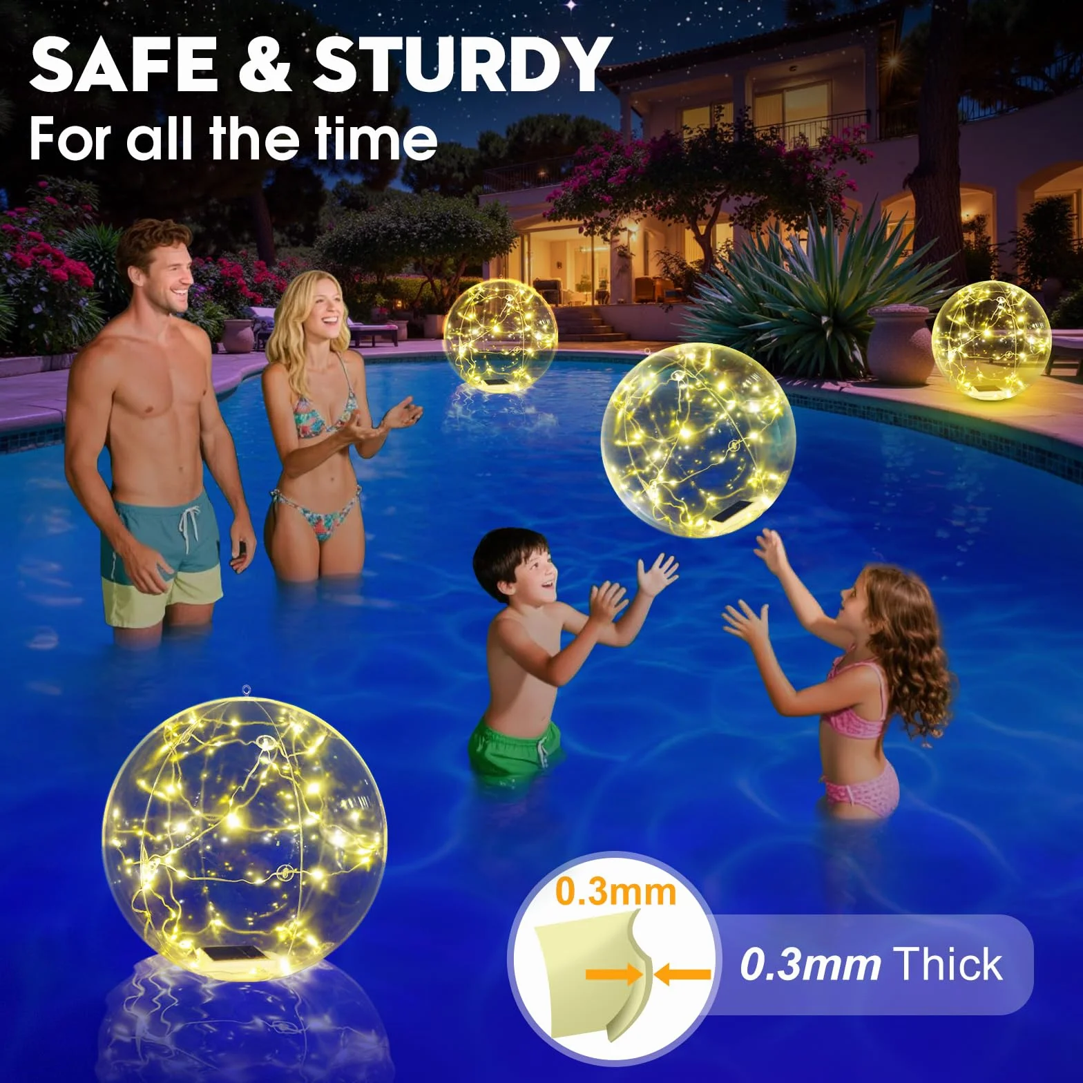 Askyli Boule lumineuse flottante solaire DEL 38,1 cm IP68 pour piscine fête mariage