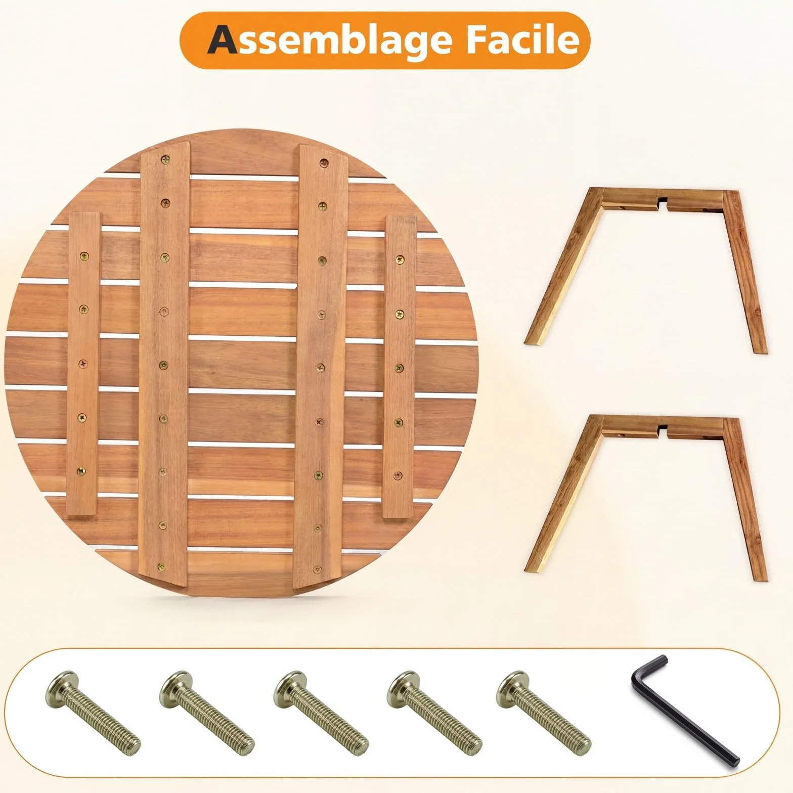 COSTWAY Table d'Appoint Extérieure en Bois d'Acacia, Table Bistro de Jardin Ronde 43 x 75 cm