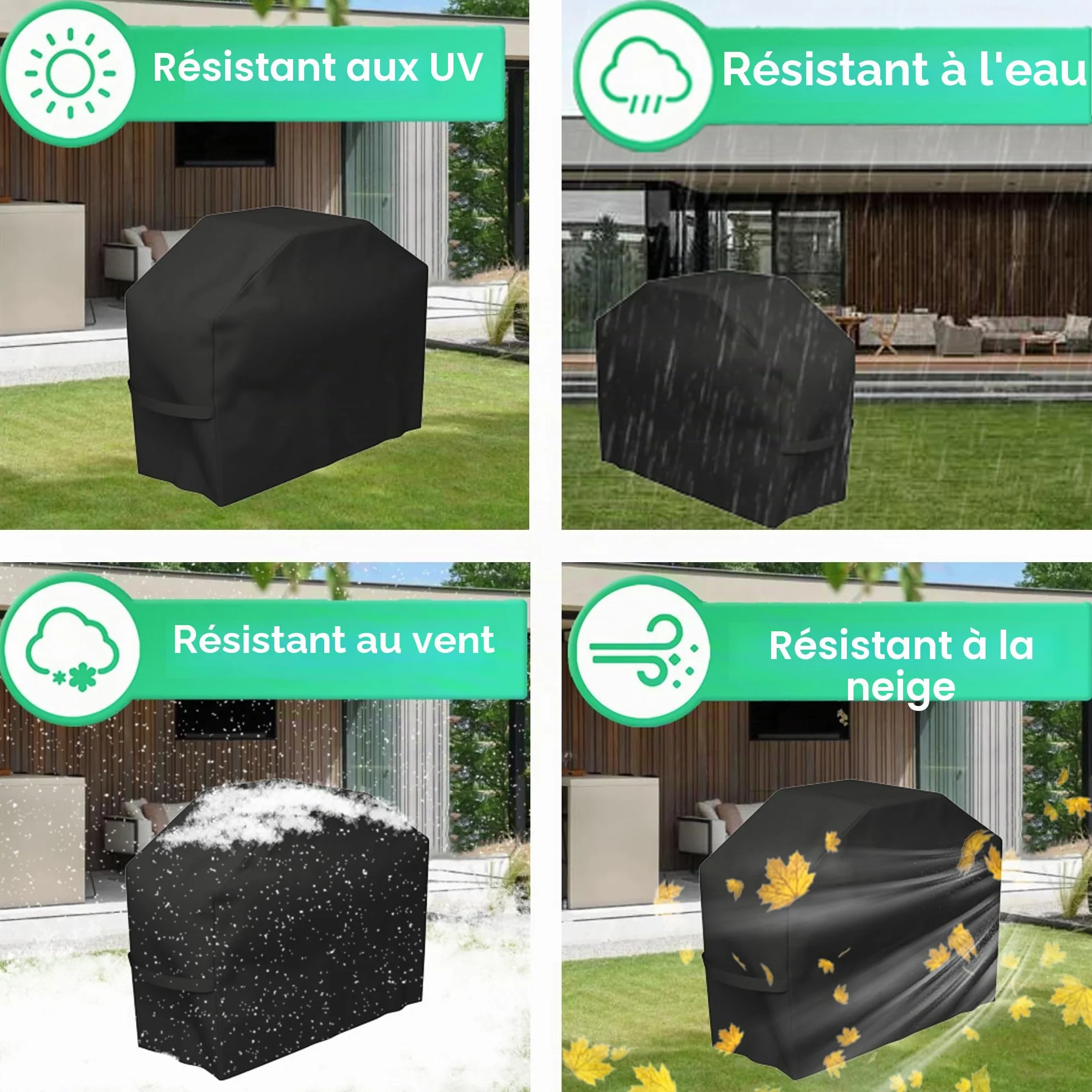 Housse Barbecue 210D Oxford Protection BBQ à Gaz Couverture Anti-Vent Anti-UV Anti-eau