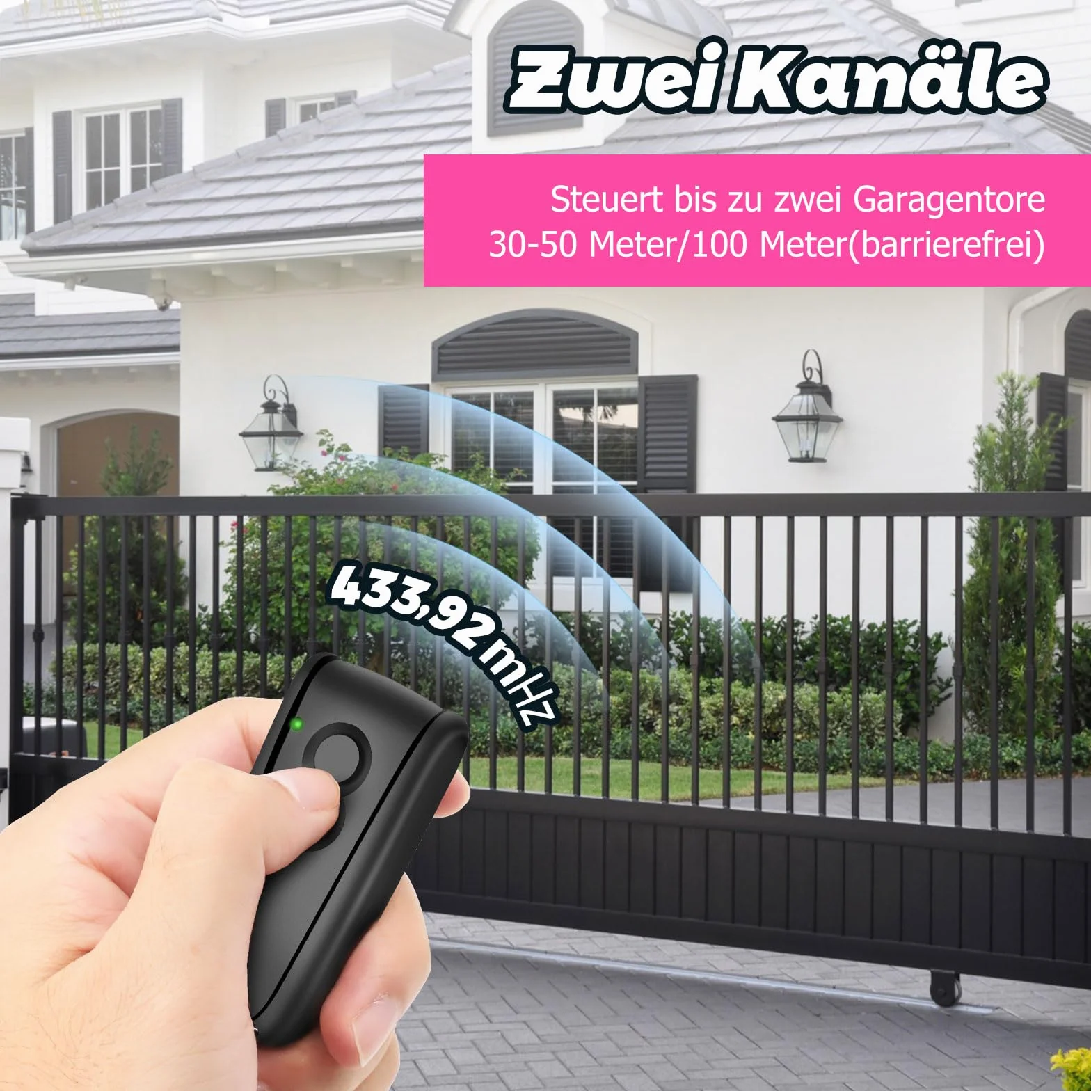 Lot de 3 émetteurs portatifs de rechange pour EcoStar RSC2 433, télécommande d'ouverture de porte de garage 433,92 MHz, 4 canaux, compatible avec Hormann EcoStar Liftronic 500/700/800, Portronic D2500