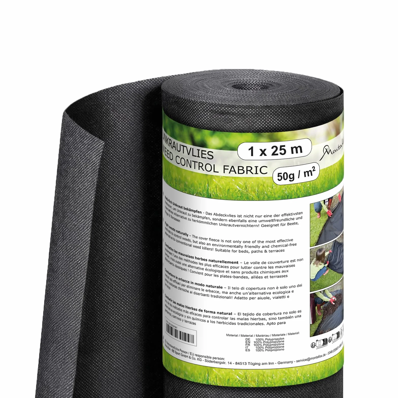 Toile de paillage 50m² 150g/m² perméable à l'eau – Tissu géotextile Anti Mauvaises Herbes