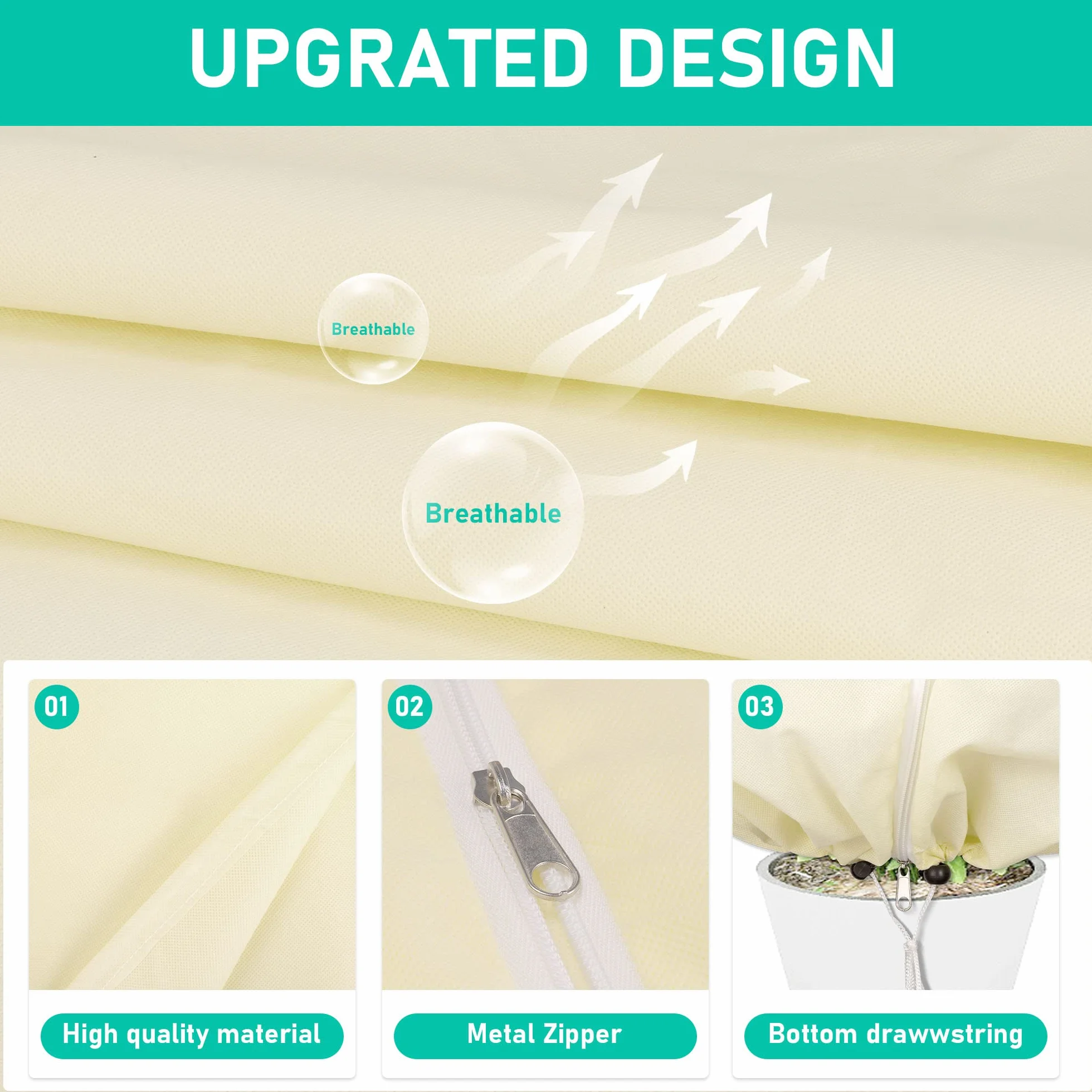 Housses de Protection pour Plantes Verdenu 100x80cm 90g/m² Sac avec Fermeture éclair et Cordon de Serrage