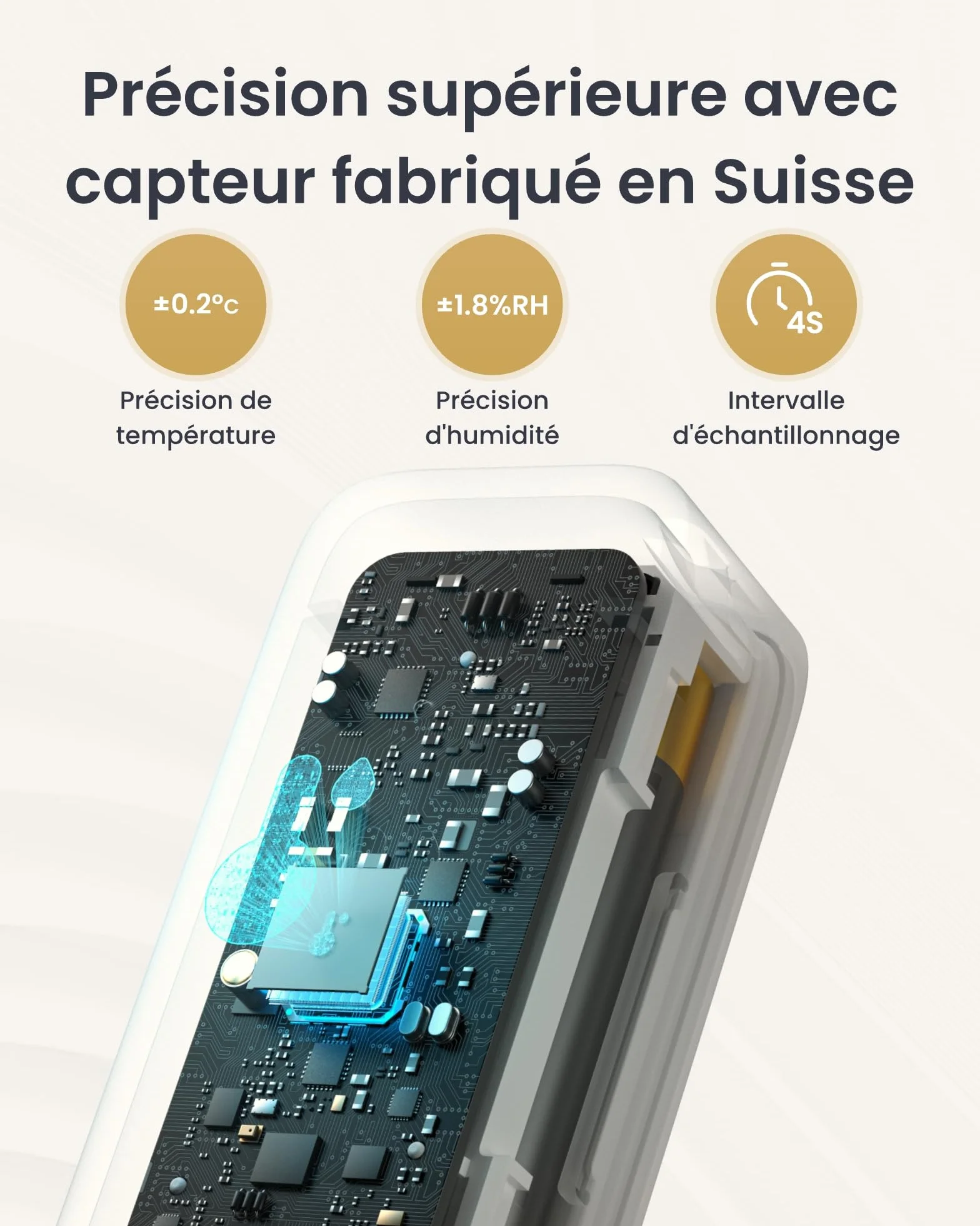 SwitchBot IP65 Hygromètre Thermomètre Intérieur Extérieur Bluetooth 100m Capteur Humidité 2 Ans Piles
