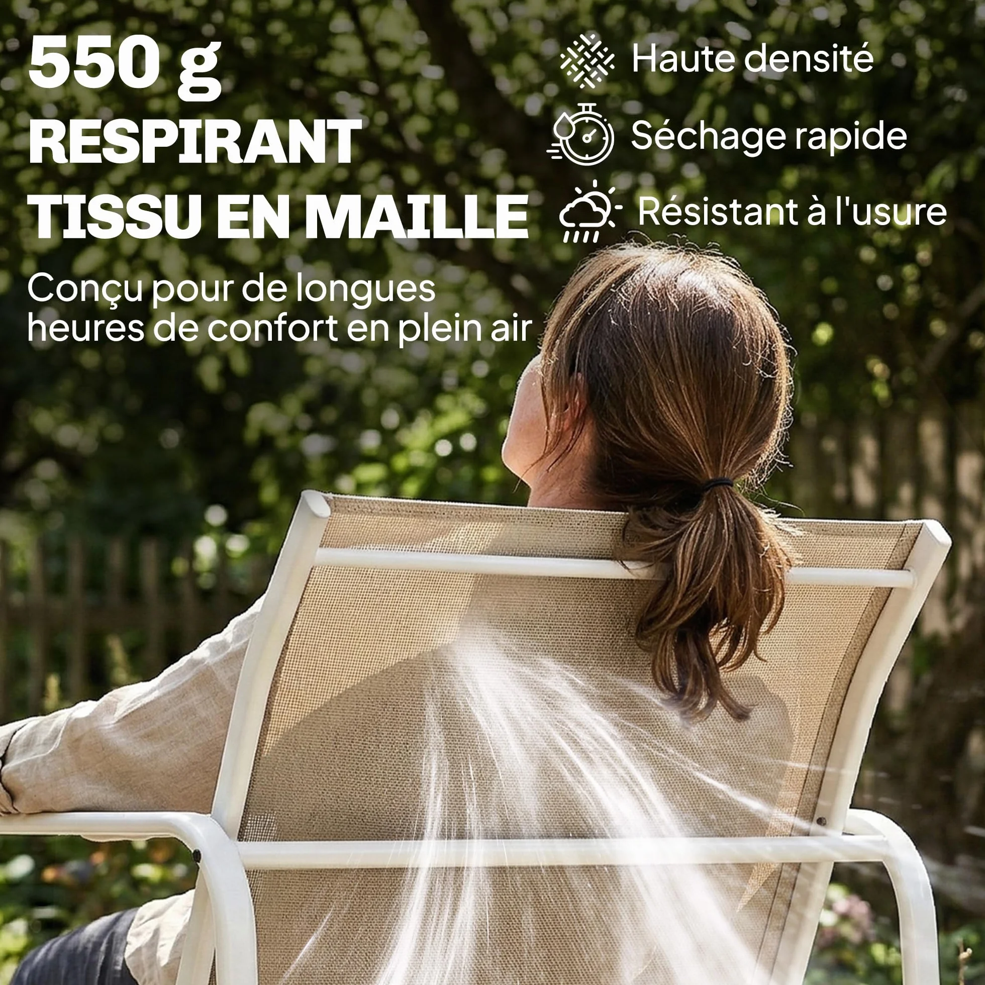 Outsunny Salon de Jardin 4 pièces avec canapé, fauteuils et table basse, Plateau en Verre trempé, Pieds réglables, Kaki et Blanc