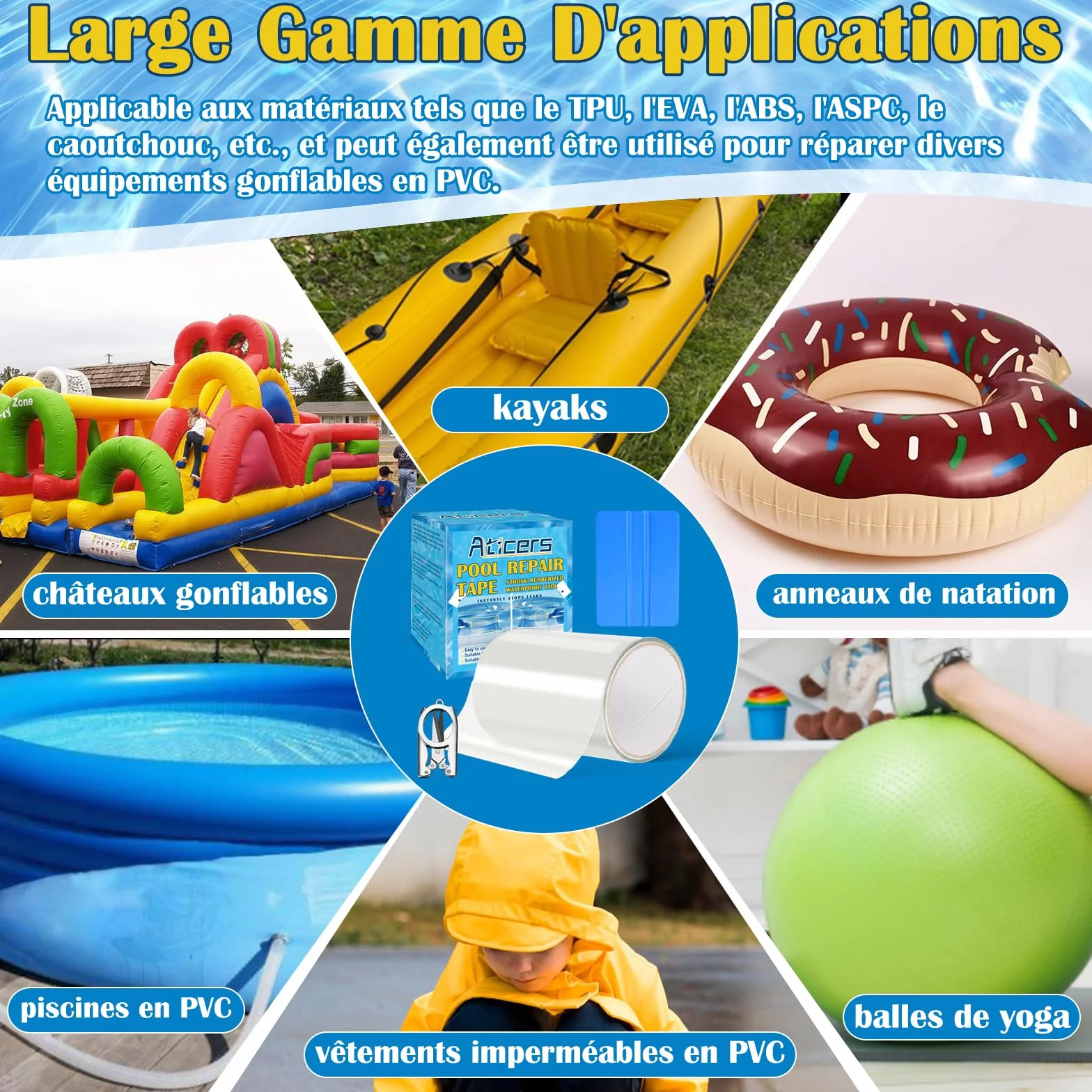 Kit Réparation Liner Piscine Transparent Ruban Adhésif Sous-marine 10cm*152cm