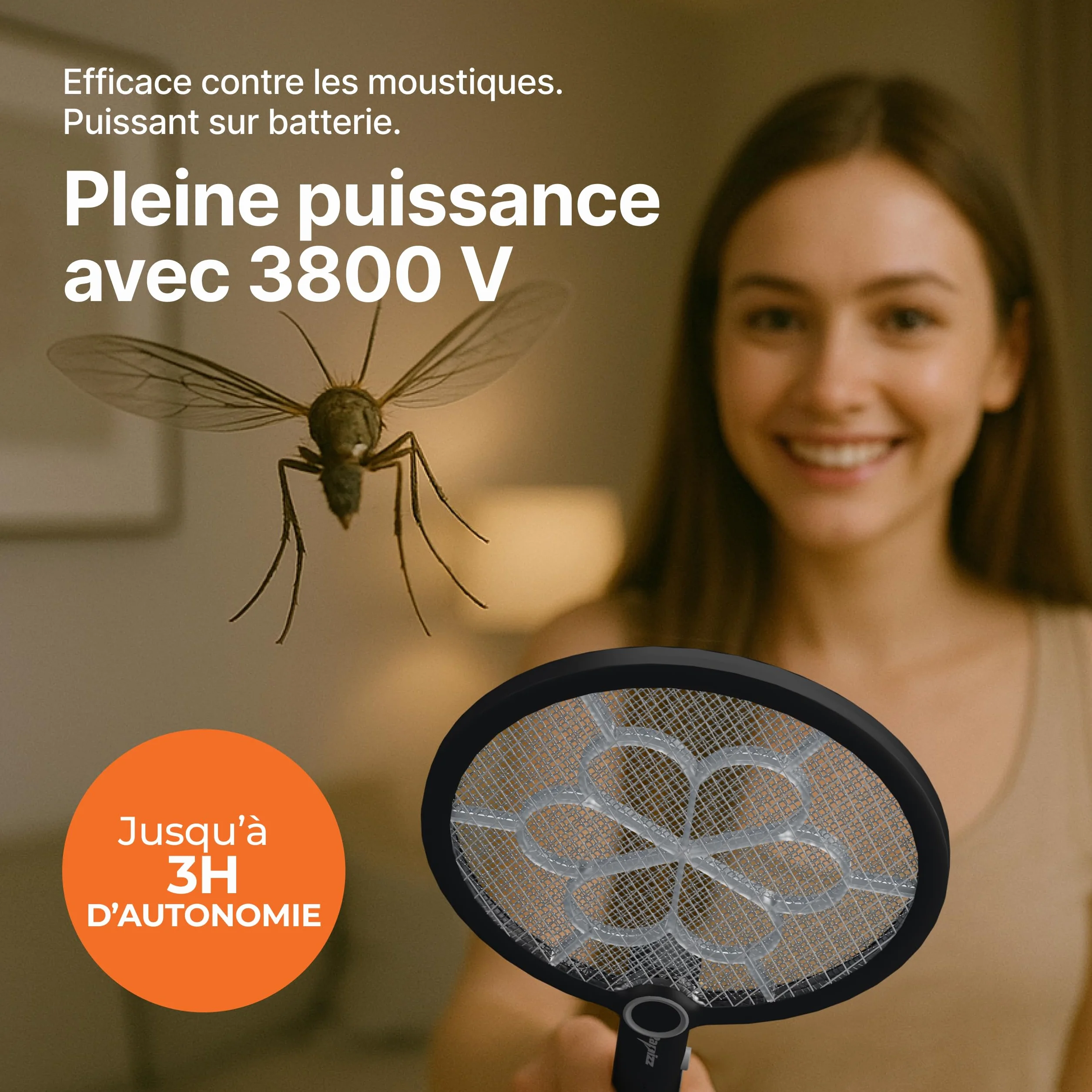 RAPIZZ Raquette Electrique Insectes Rechargeable 3 en 1 Tapette à Moustiques Mouche Électrique