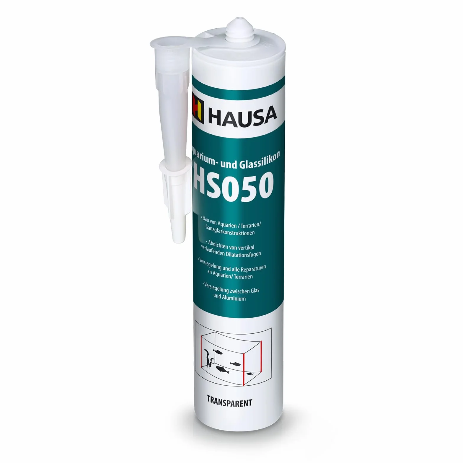 HAUSA Aquarium Silicone Verre Silicone HS050 Colle et mastic silicone professionnels pour aquariums terrariums et constructions en verre Résistant à l'eau douce et à l'eau de mer 310ml transparente