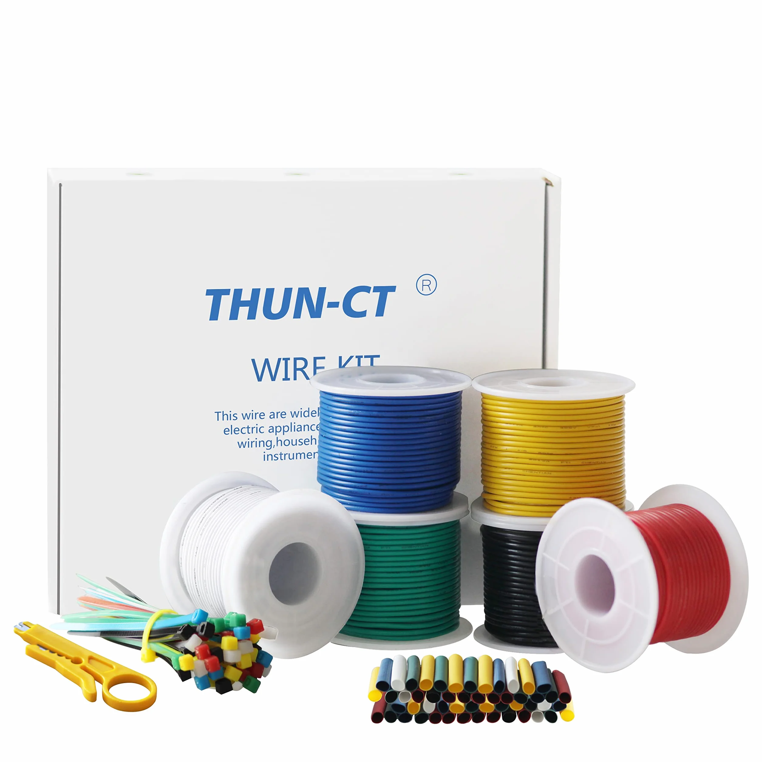 Fil électrique en PVC-1,3mm² 16AWG Kit de Fil Electrique en PVC Total 45mètres (6 Coloris Chaque Couleur 7,5 mètres) Fils Isolés en Fil de Cuivre étamé-Kit de Fils Toronnés de Calibre 16 Pour DIY