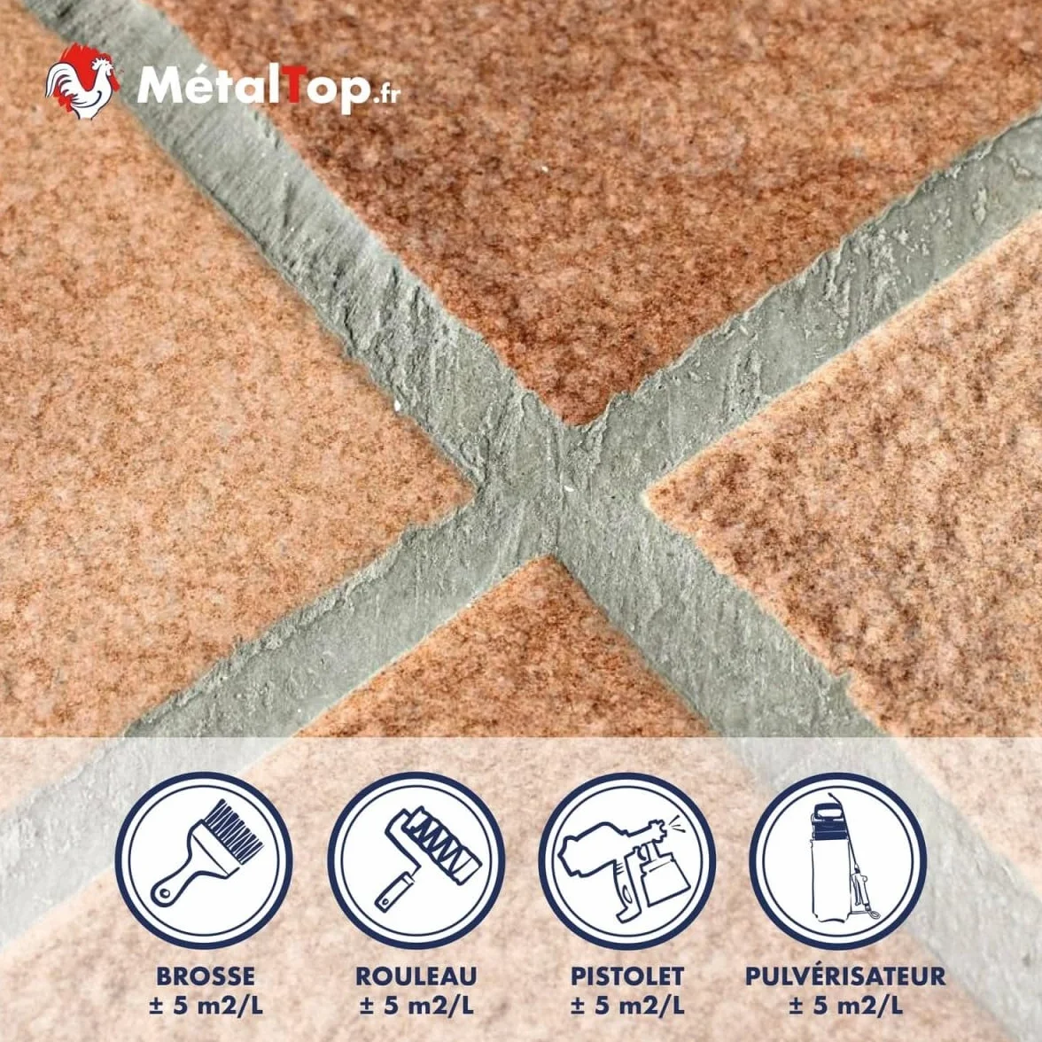 Métaltop - Hydrofuge Joint Carrelage - 1 L - Protection invisible contre l'eau, l'humidité et les taches pour joint absorbant
