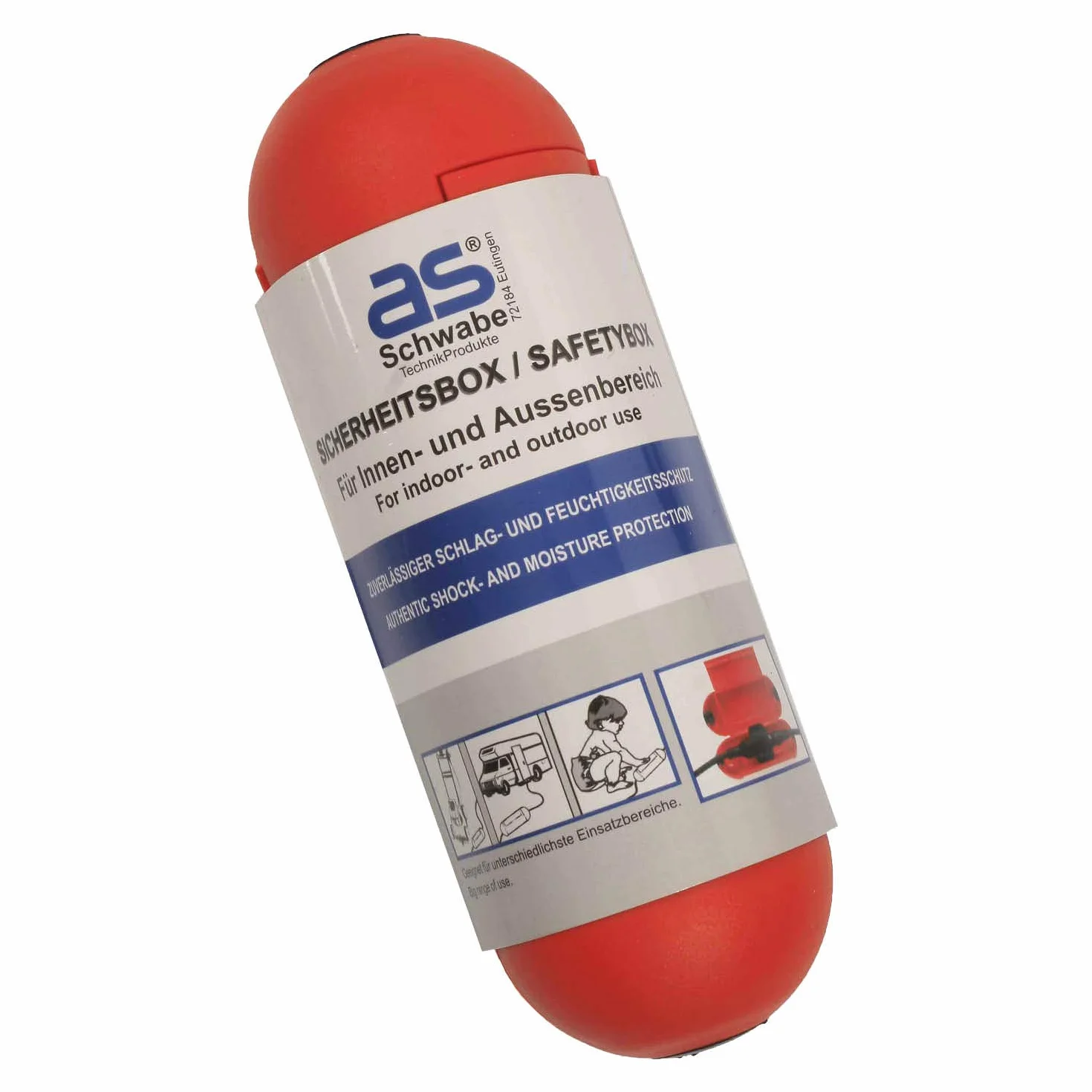 as - Schwabe Boîtier de Sécurité Fiche et Prise 2PT+T Protection contre les Influences Extérieures Parfait en Extérieur Avec Crochet de Suspension Pratique Rouge I 48707