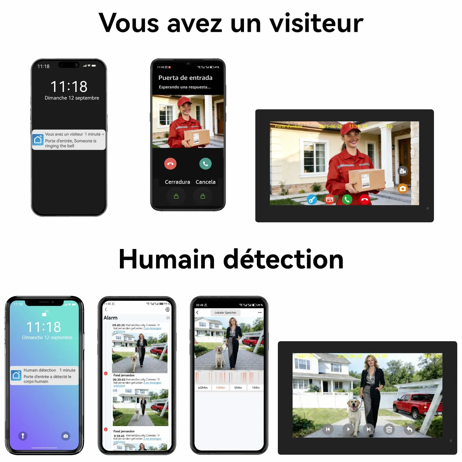 Visiophone filaire 2 fils avec caméra Full HD, écran tactile 7", Tuya app, détection de mouvement