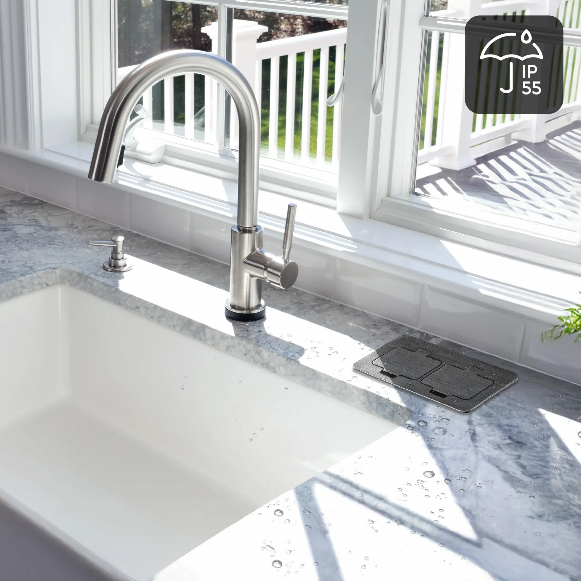 Double Prise Exterieure Etanche IP55 Type E Argent
