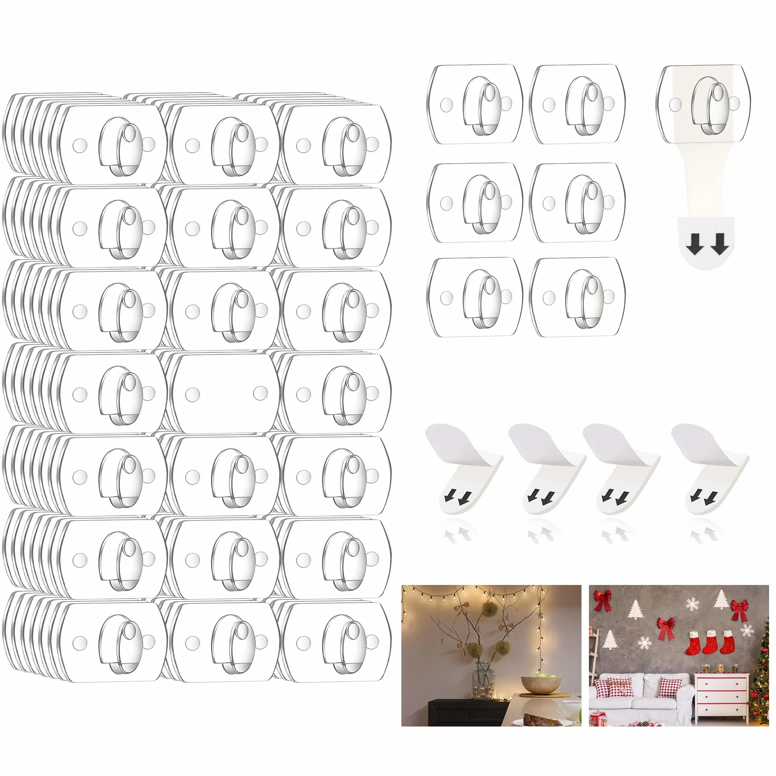 Ainiv 140 Pcs Accroche Tableau Sans Percer Crochets Adhésifs Muraux, avec 140 Bandes Adhésives, Enlèvement Sans Dommage, Décoration Suspendus pour Guirlande Lumineuse, Cadres Photo