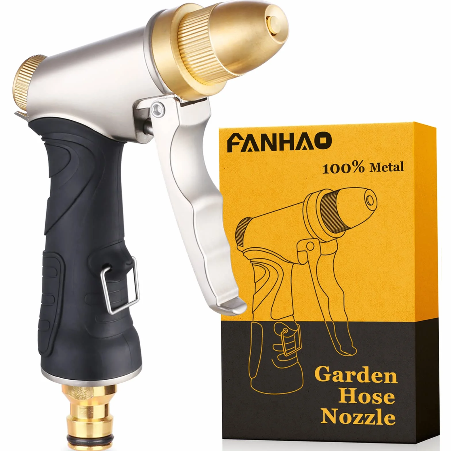 FANHAO Pistolet d'arrosage haute pression buse laiton réglable jet pulvérisation pour laver voiture jardin