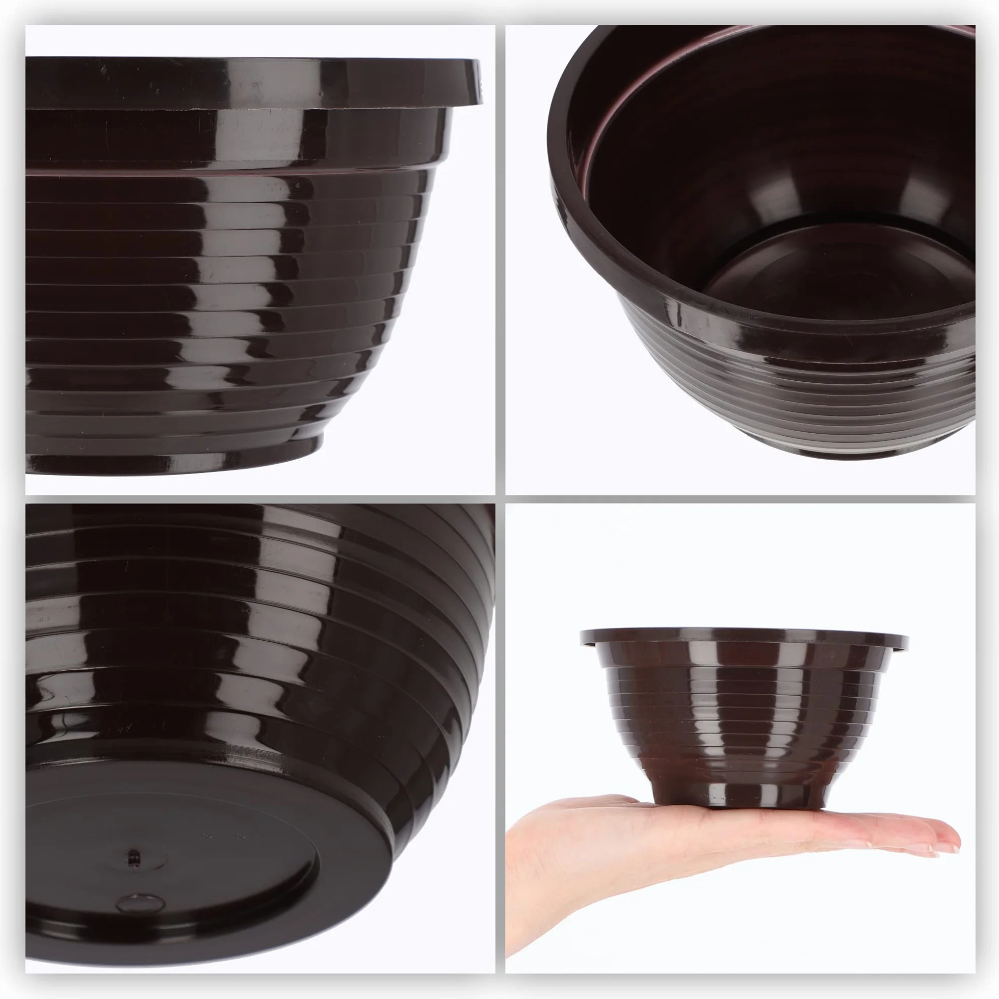 KADAX Pot en plastique rond résistant aux intempéries pour extérieur ⌀ 13 cm brun